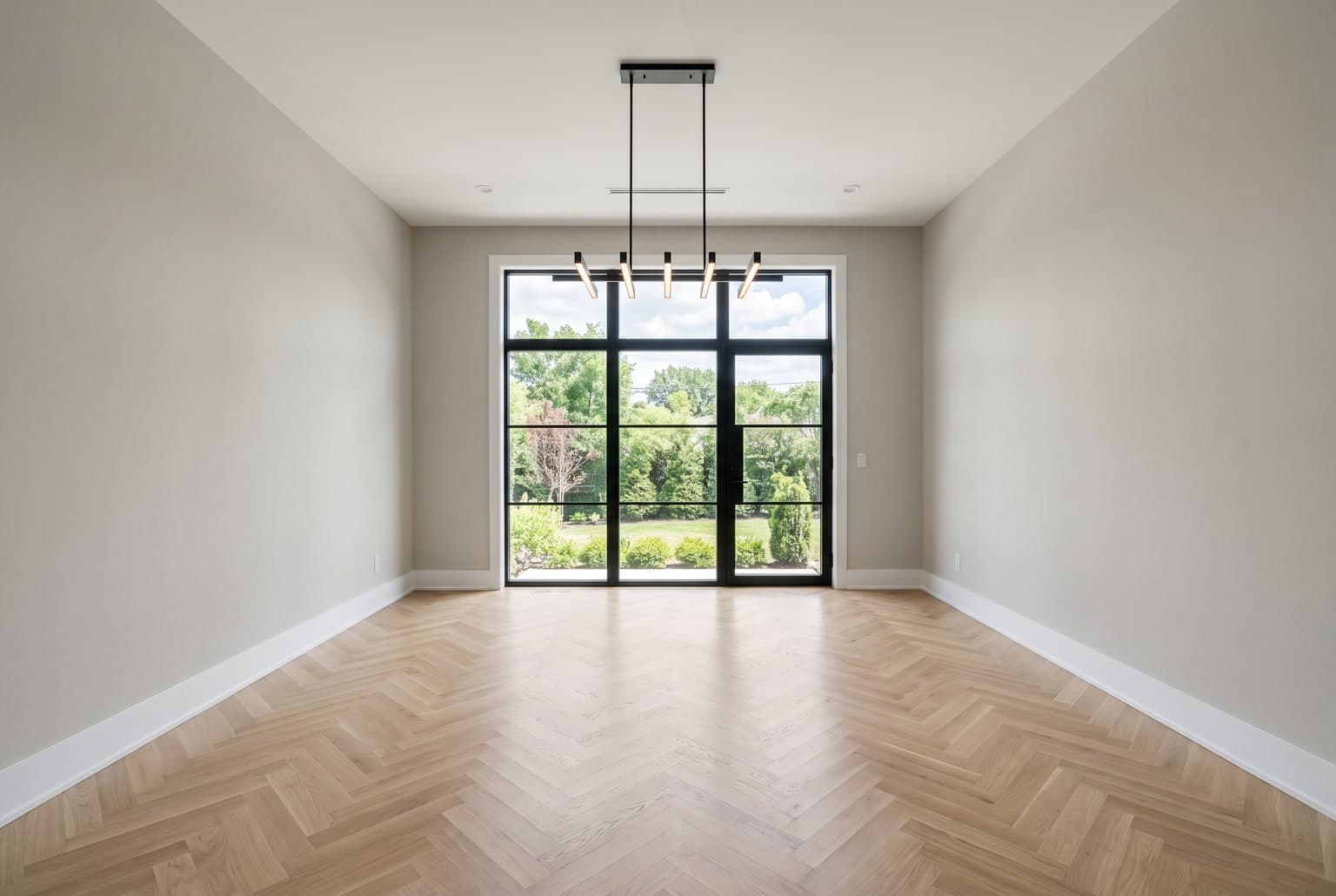 Empty dining room before automated staging
