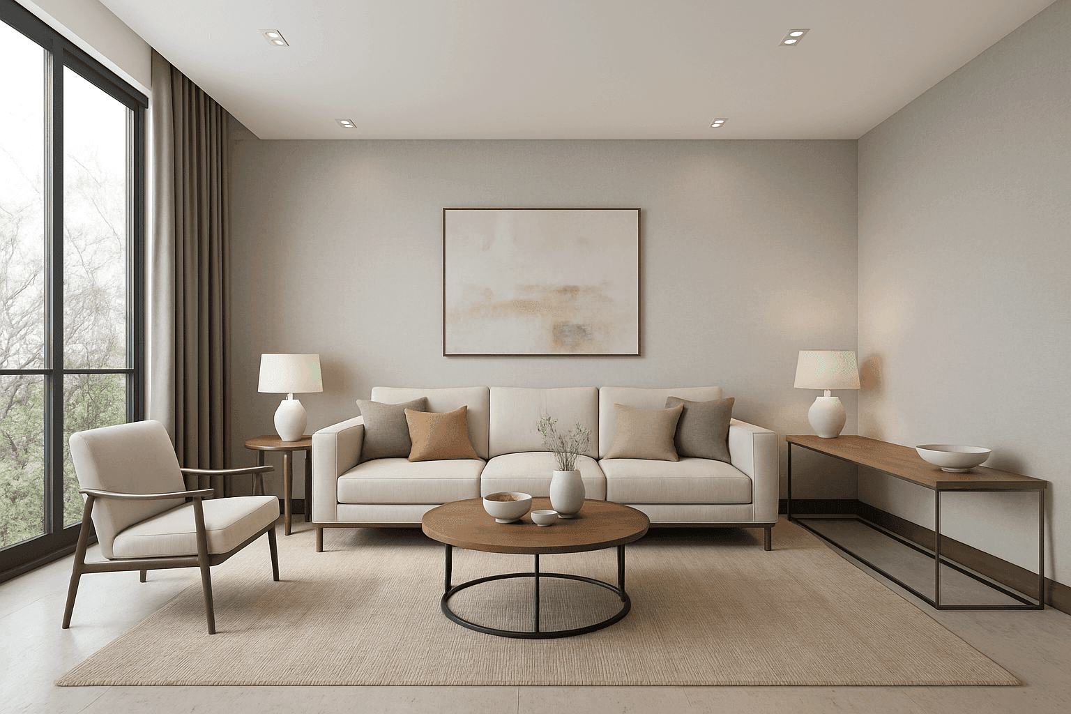 Living room after AI home staging with modern furniture