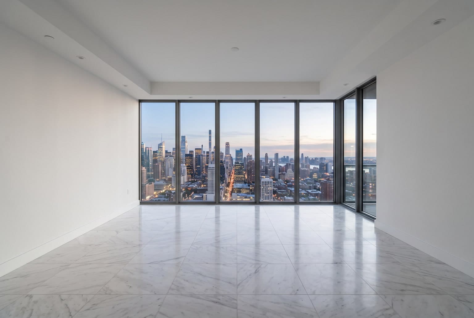 Empty penthouse living room before AI staging app
