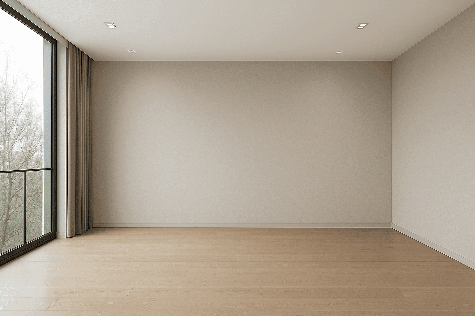 Empty room before virtual staging software
