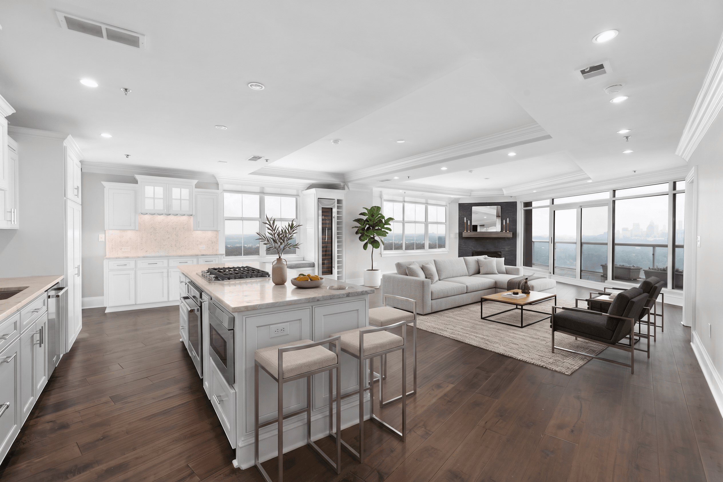 Living Room virtually staged in Modern style with StageHQ AI virtual staging