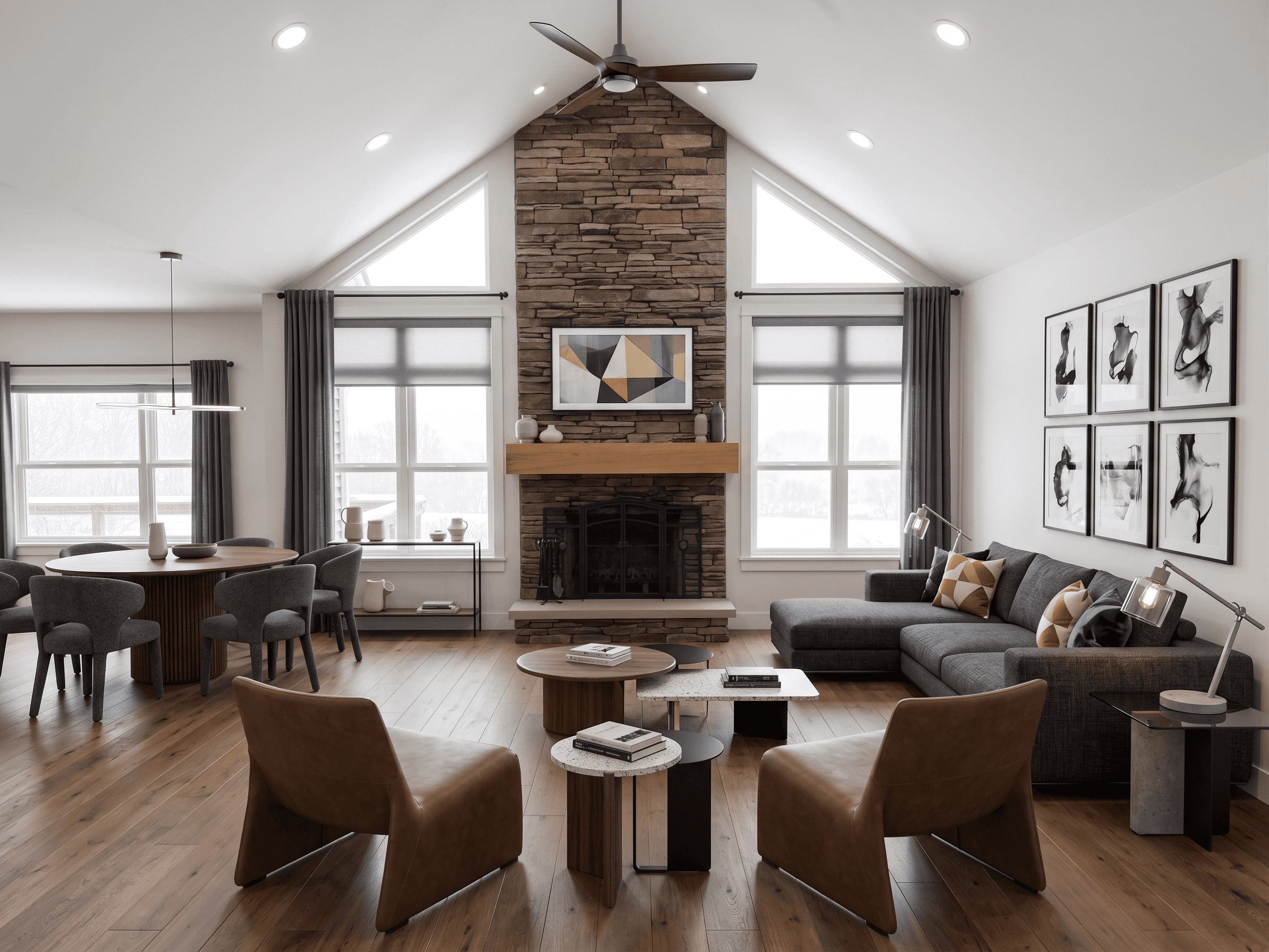 Living Room virtually staged in Modern style with StageHQ AI virtual staging