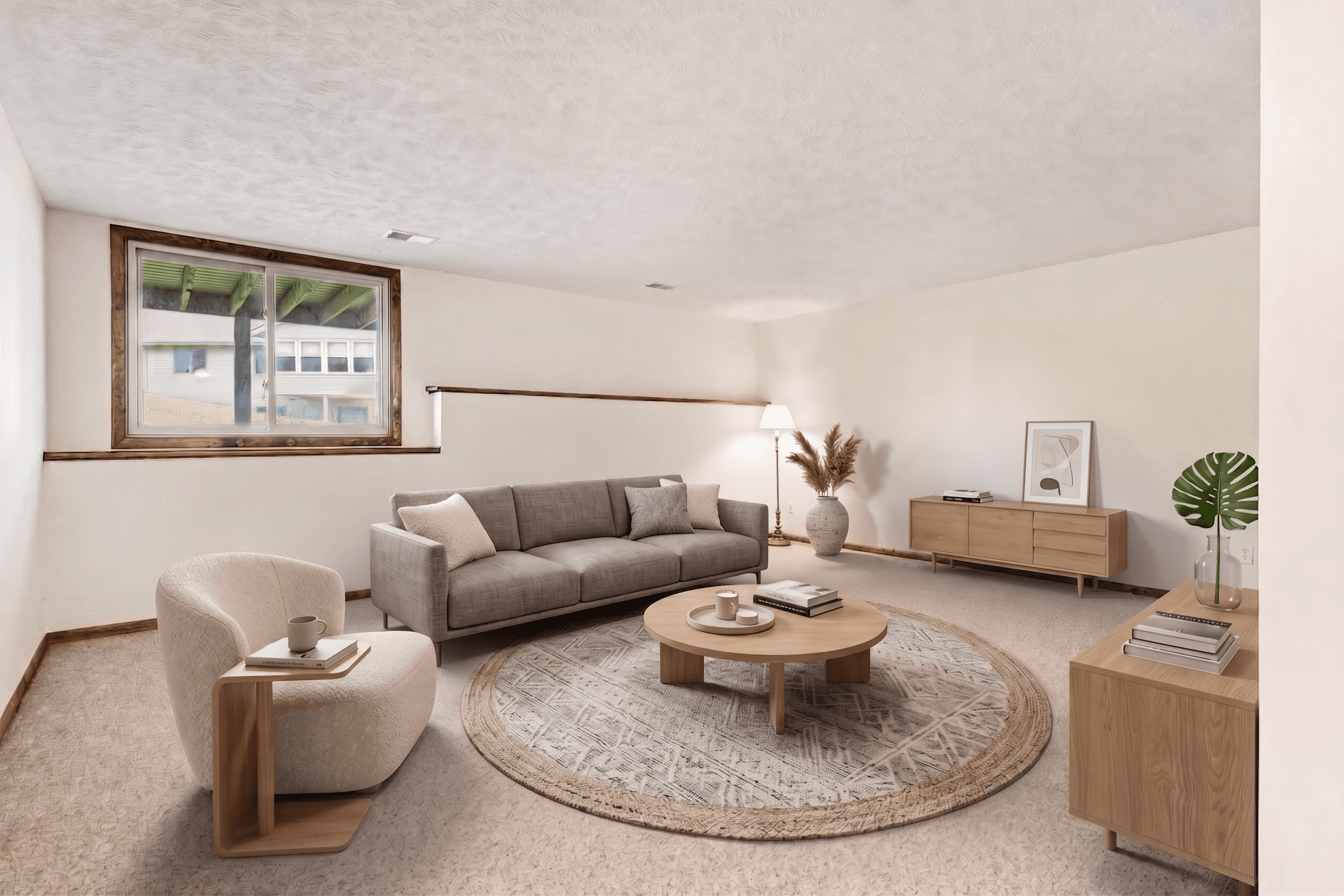 Room virtually staged in Modern style with StageHQ AI virtual staging