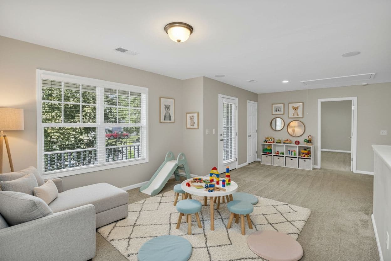 Room virtually staged in Modern style with StageHQ AI virtual staging