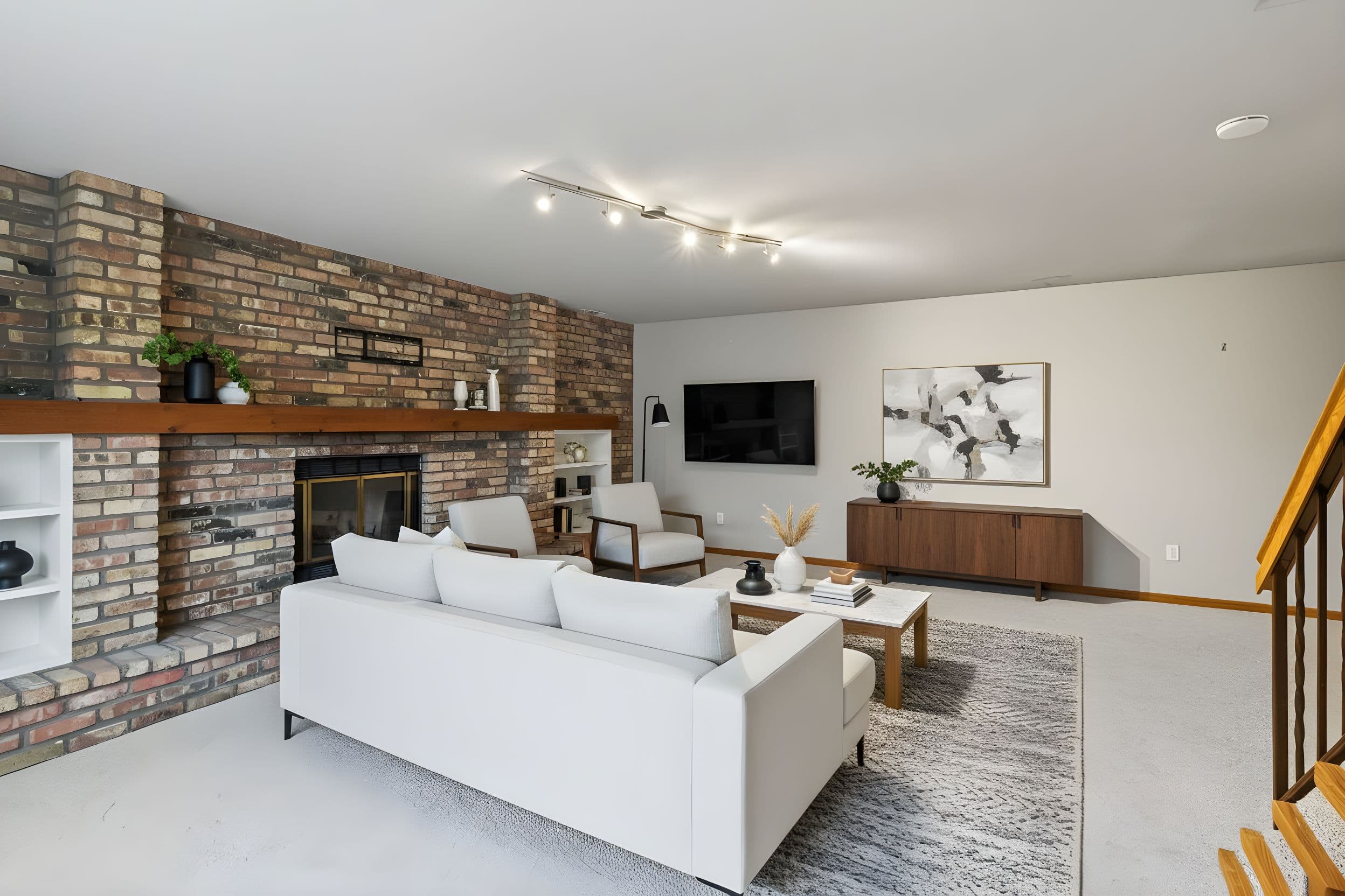 Living Room virtually staged in Modern style with StageHQ AI virtual staging