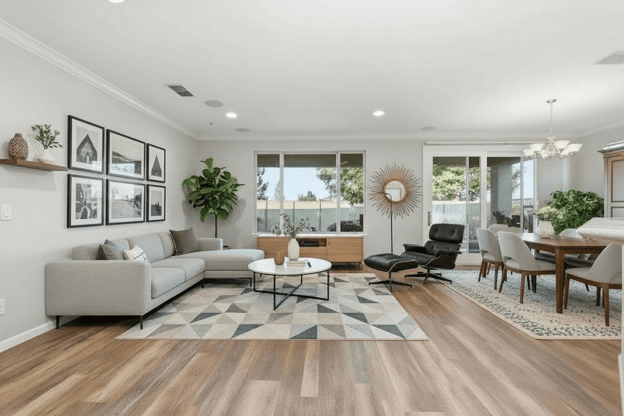 Room virtually staged in Modern style with StageHQ AI virtual staging