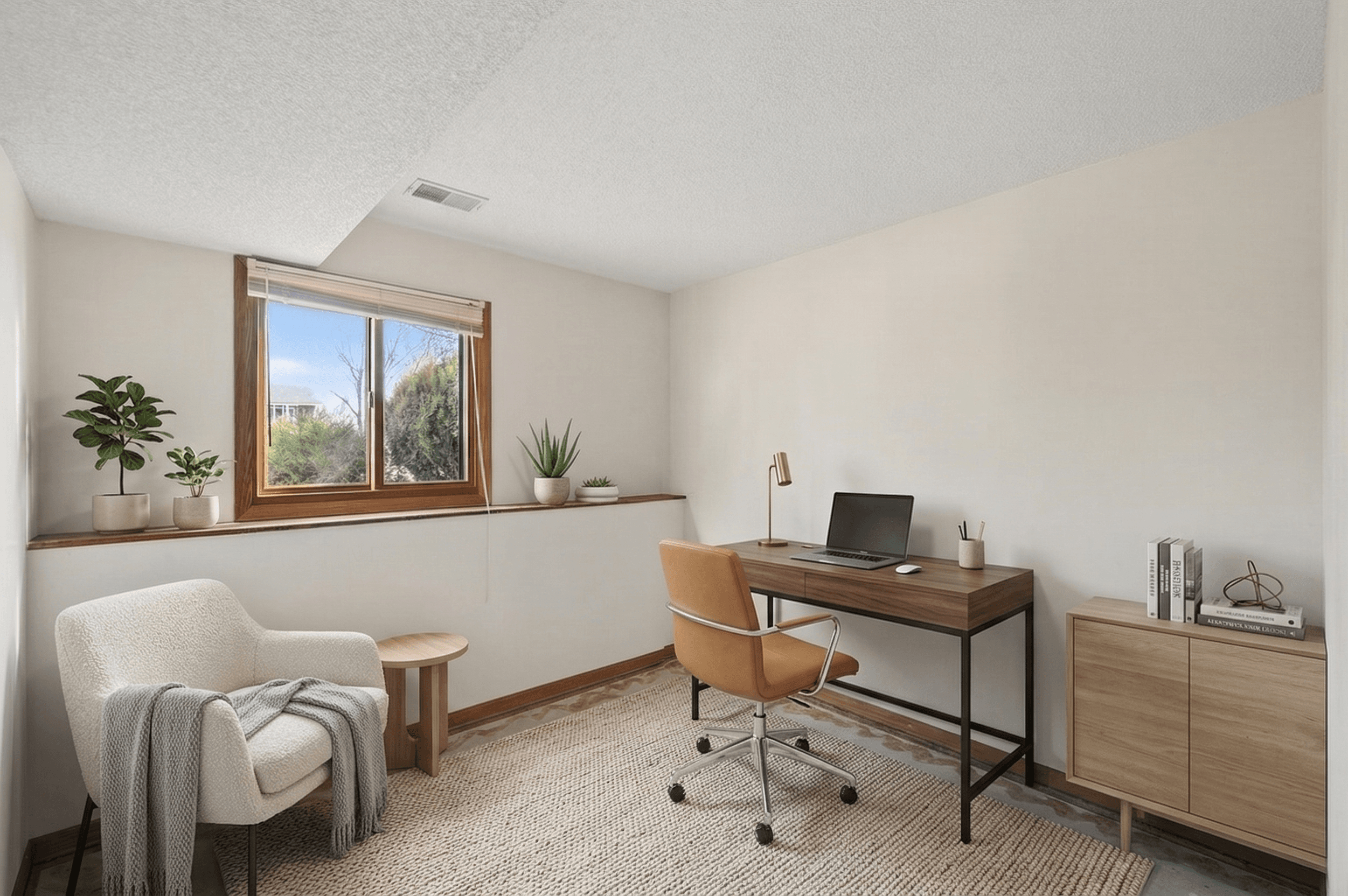Office virtually staged in Modern style with StageHQ AI virtual staging