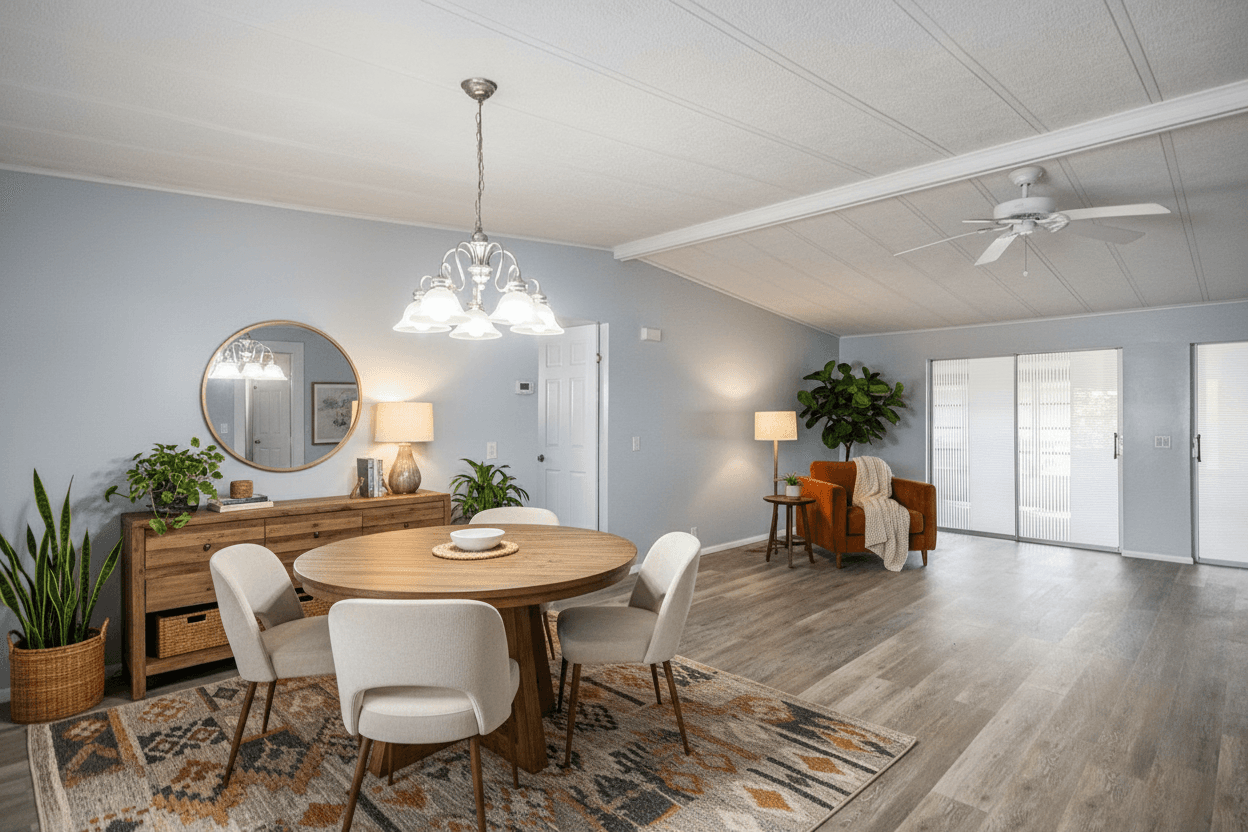 Dining Room virtually staged in Modern style with StageHQ AI virtual staging