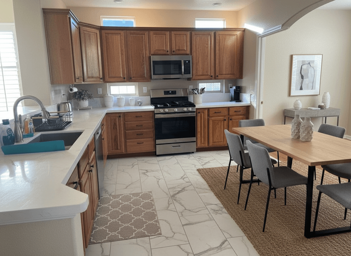Kitchen virtually staged in Modern style with StageHQ AI virtual staging