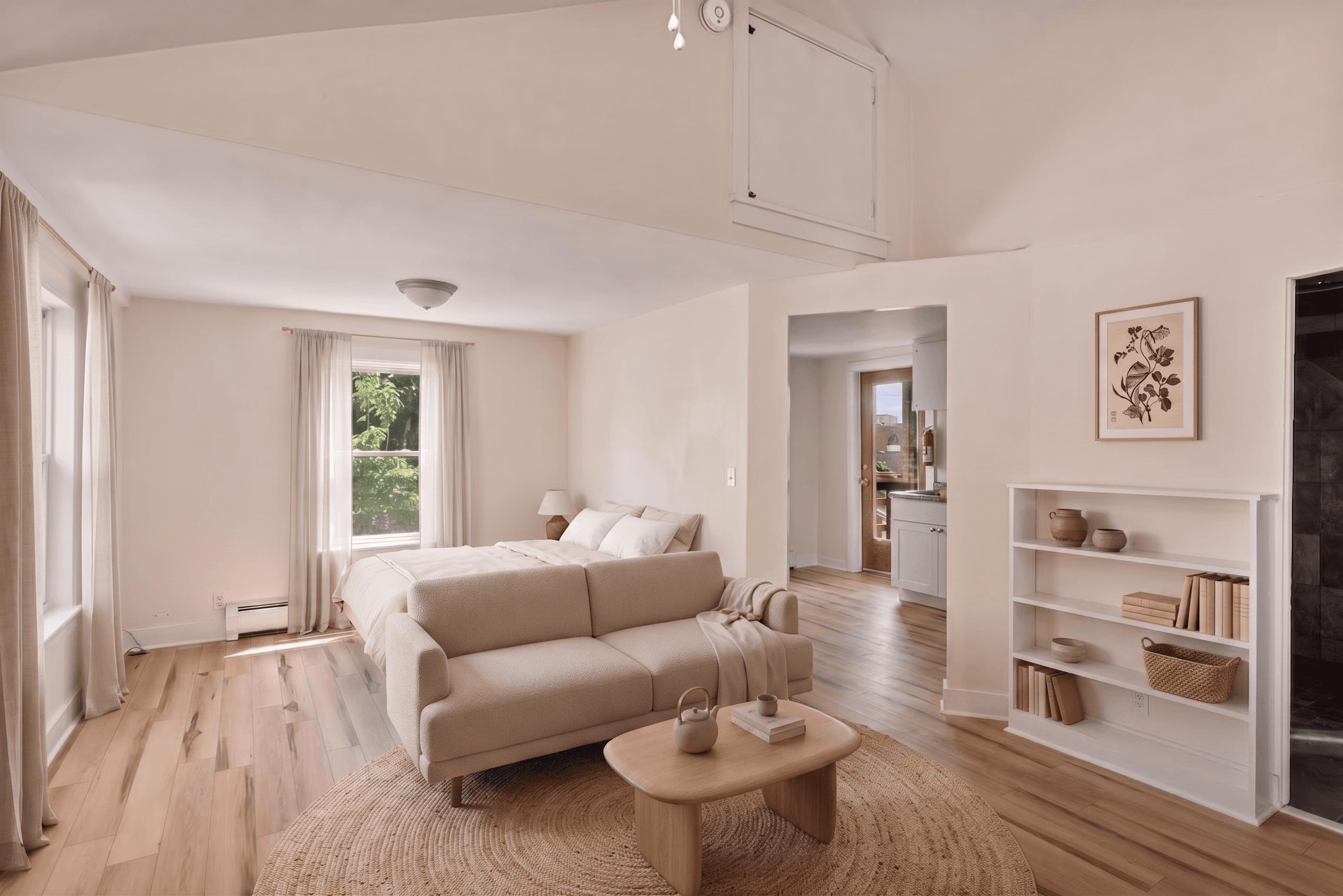 Room virtually staged in Modern style with StageHQ AI virtual staging