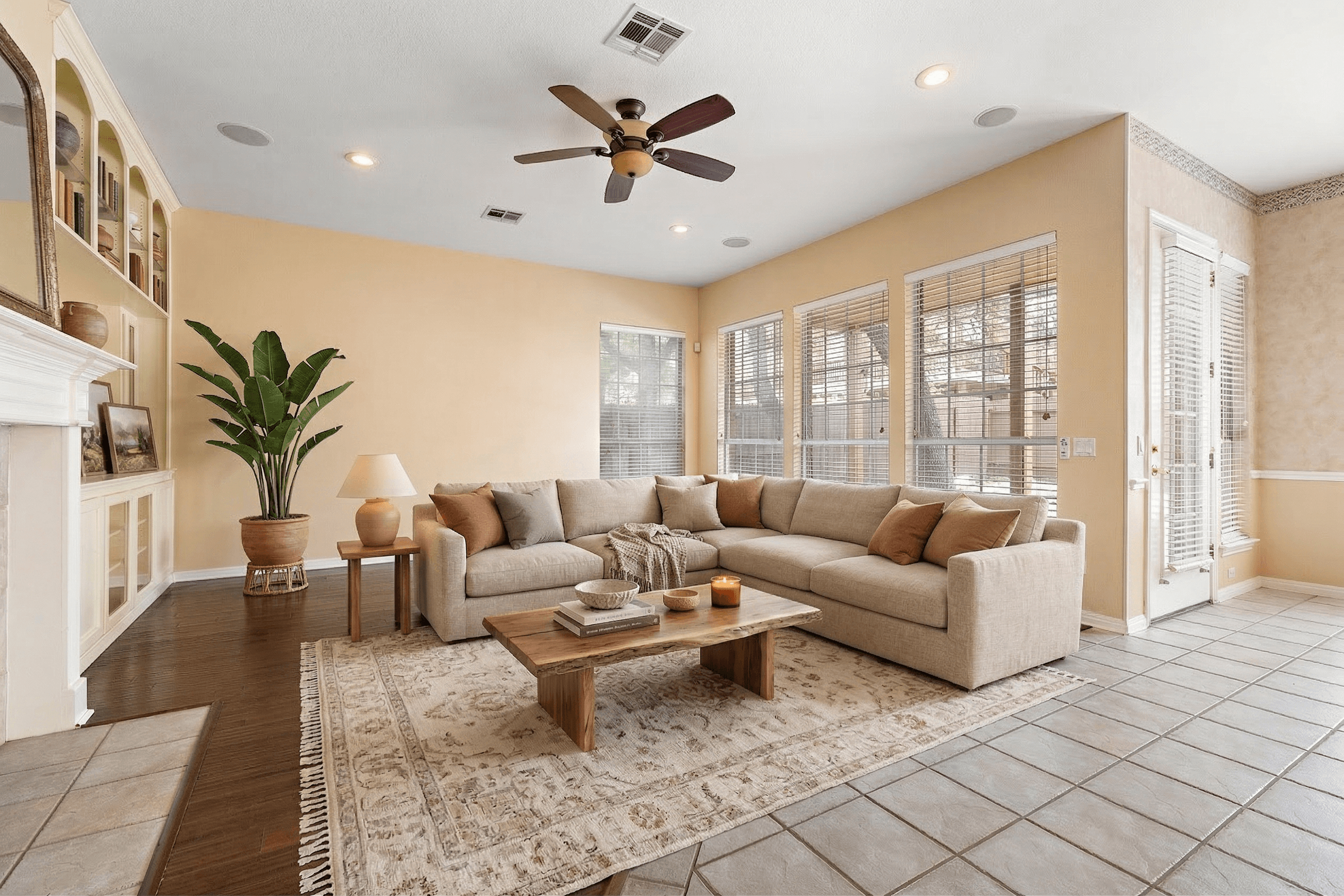 Living Room virtually staged in Modern style with StageHQ AI virtual staging