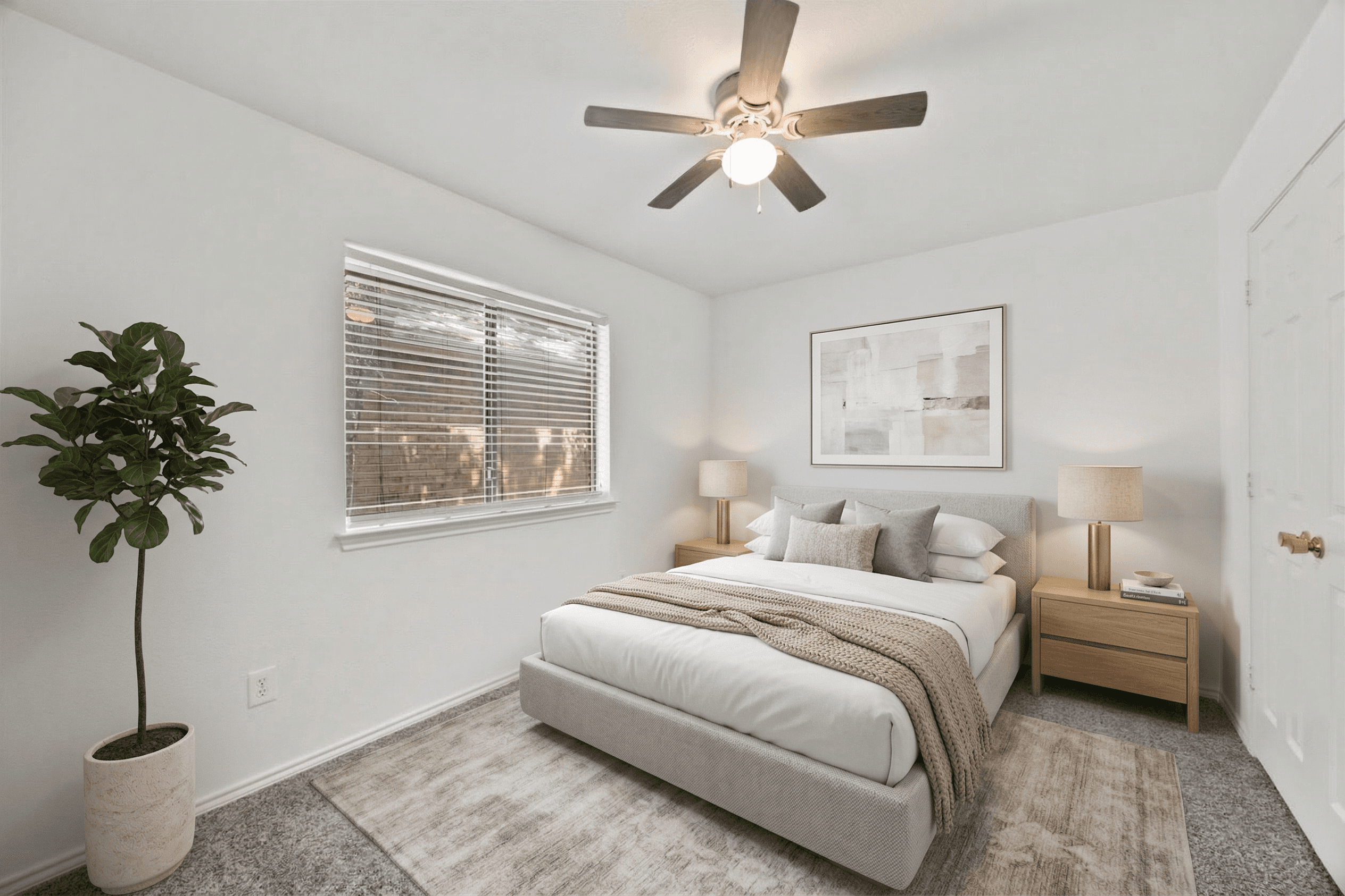 Bedroom virtually staged in Minimalist style with StageHQ AI virtual staging