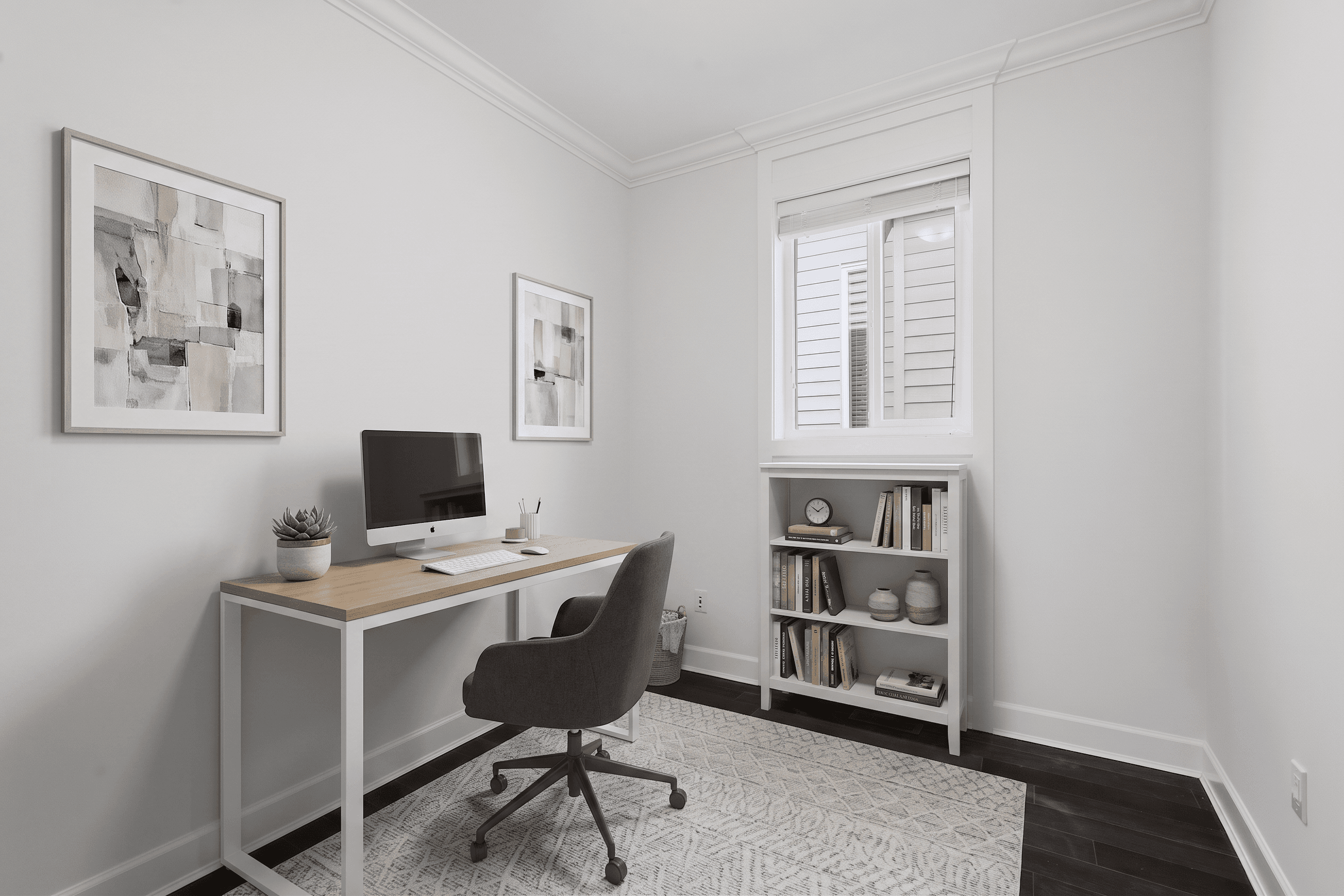 Office virtually staged in Modern style with StageHQ AI virtual staging