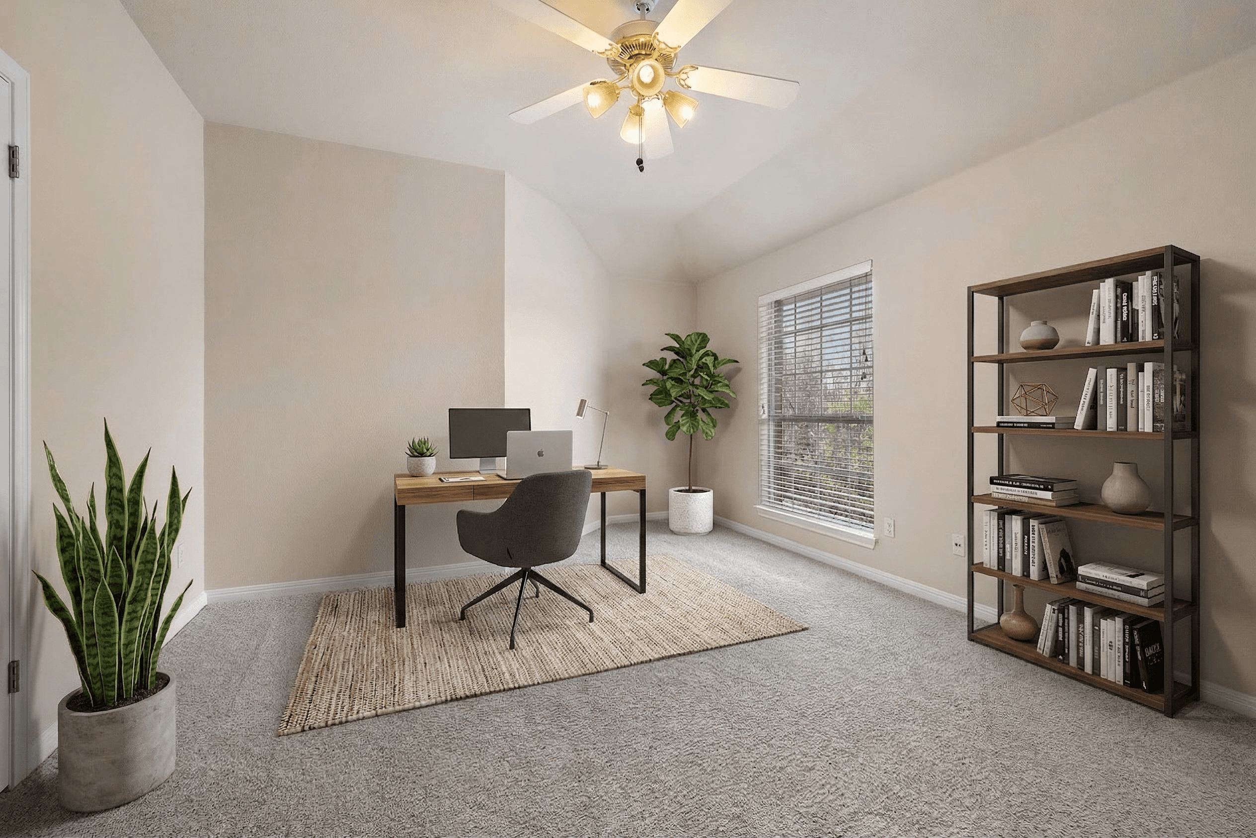 Office virtually staged in Modern style with StageHQ AI virtual staging