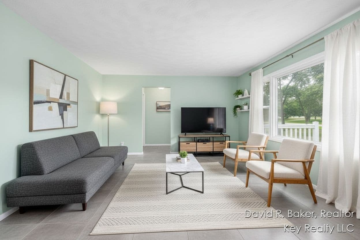Living Room virtually staged in Modern style with StageHQ AI virtual staging