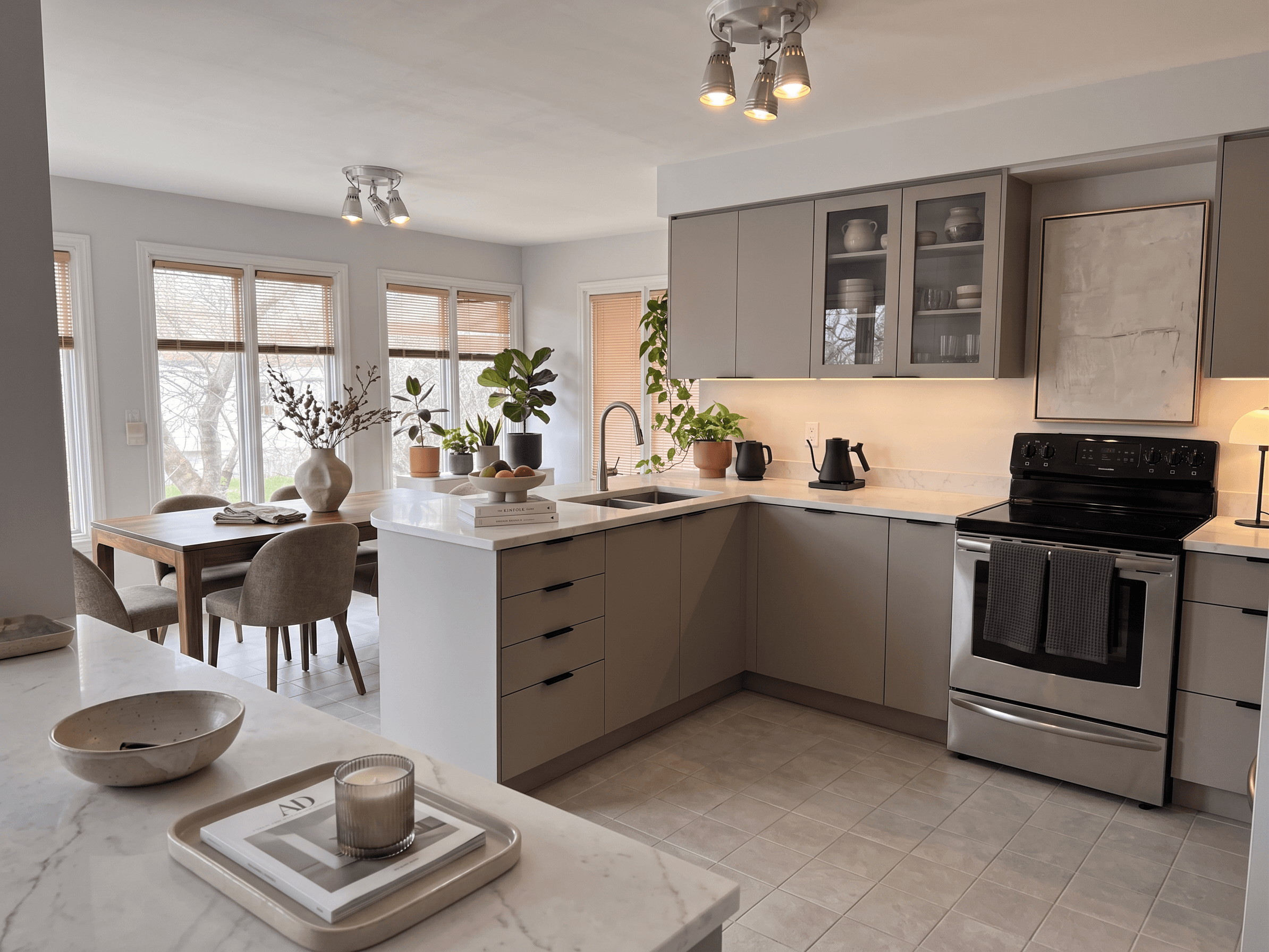 Kitchen virtually staged in Modern style with StageHQ AI virtual staging