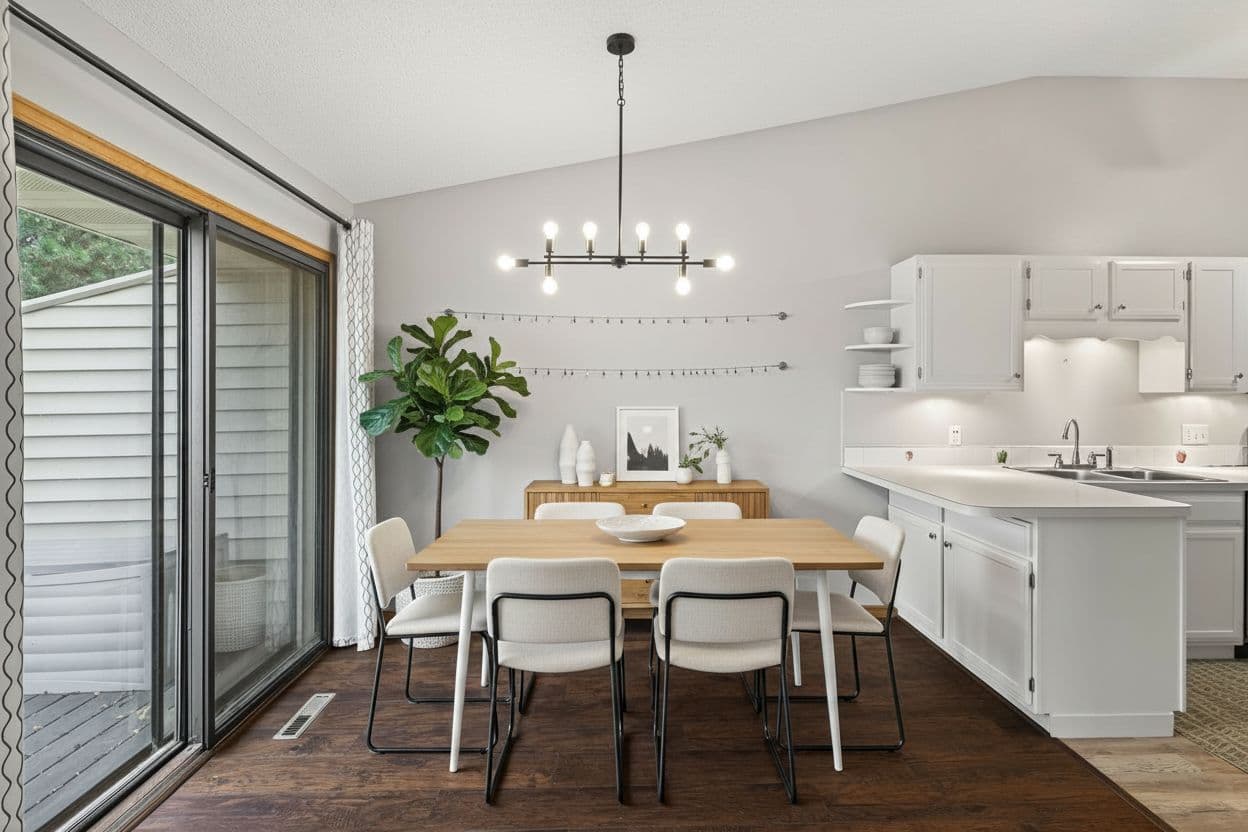 Dining Room virtually staged in Modern style with StageHQ AI virtual staging