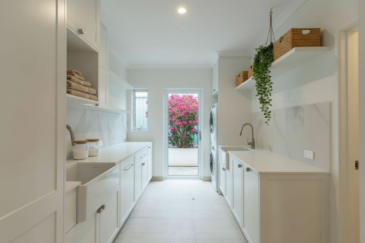 Bathroom virtually staged in Modern style with StageHQ AI virtual staging
