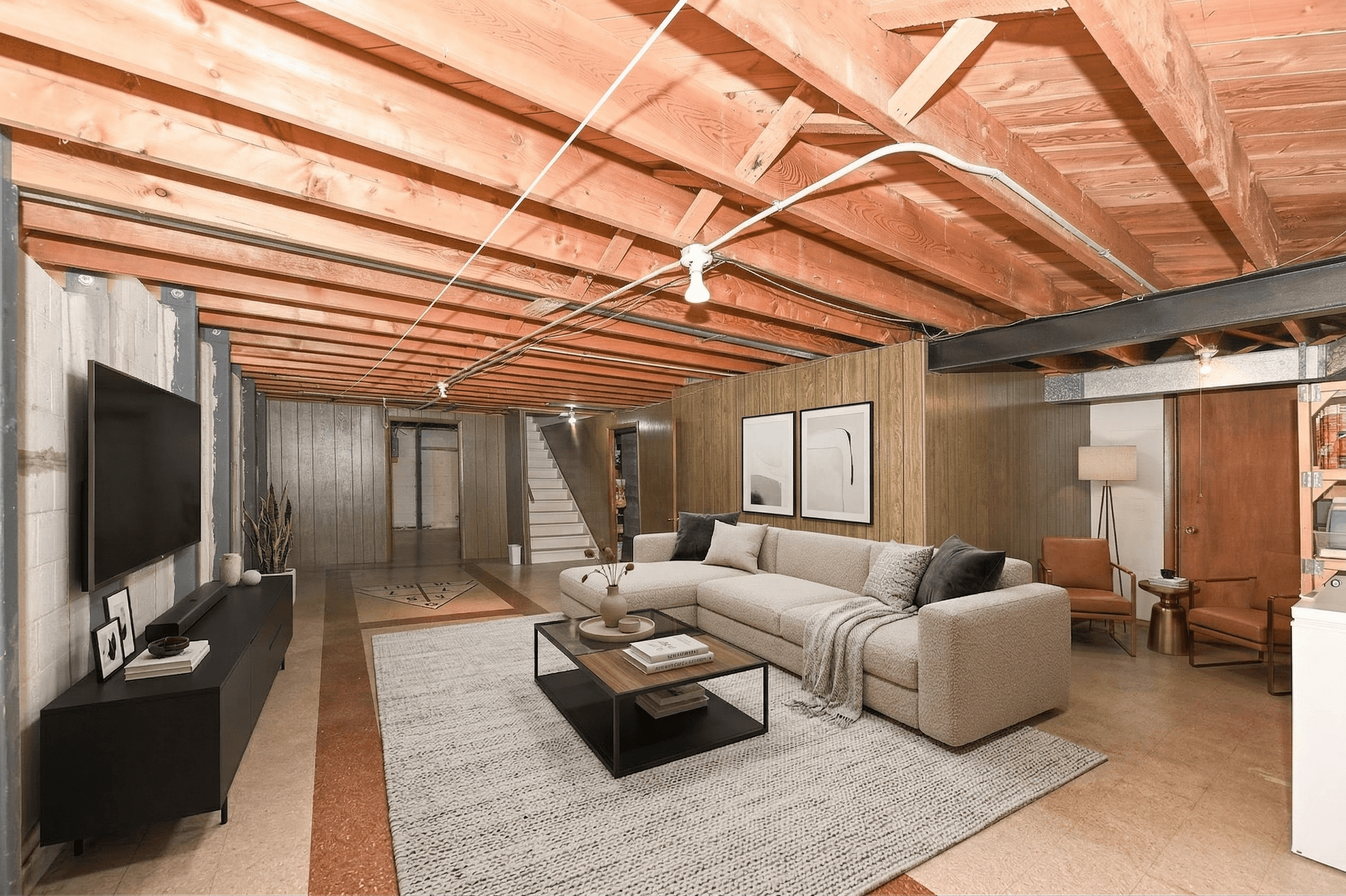 Living Room virtually staged in Modern style with StageHQ AI virtual staging