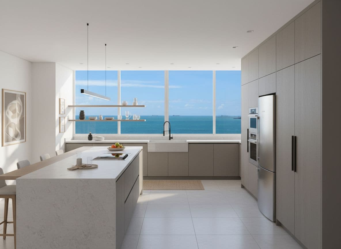 Kitchen virtually staged in Modern style with StageHQ AI virtual staging