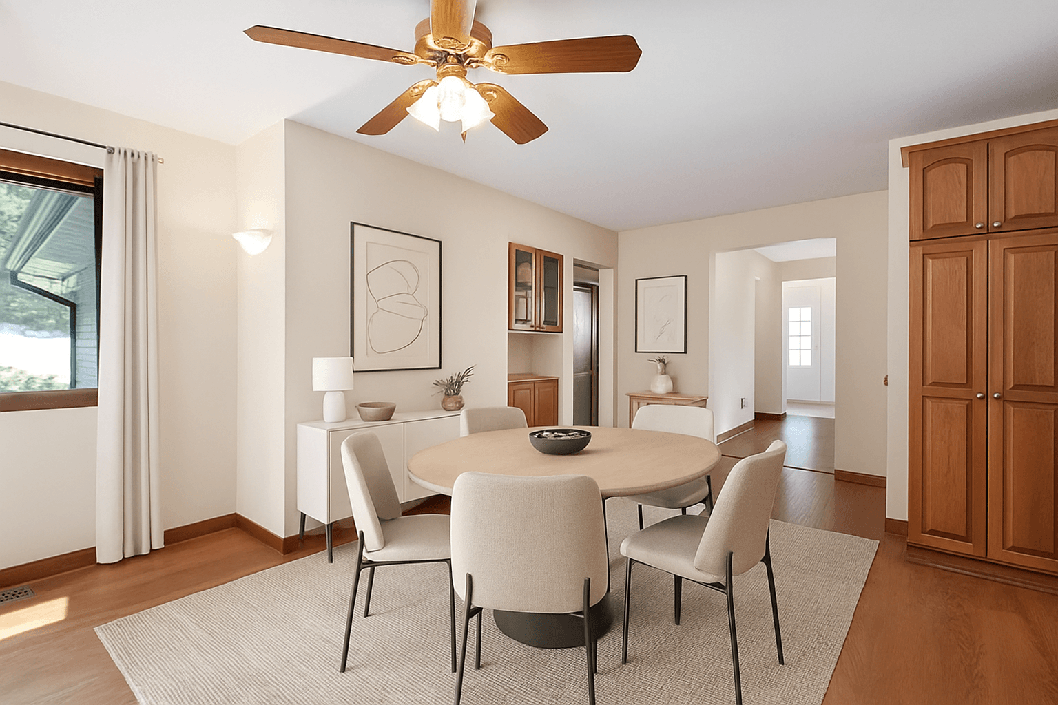 Dining Room virtually staged in Modern style with StageHQ AI virtual staging