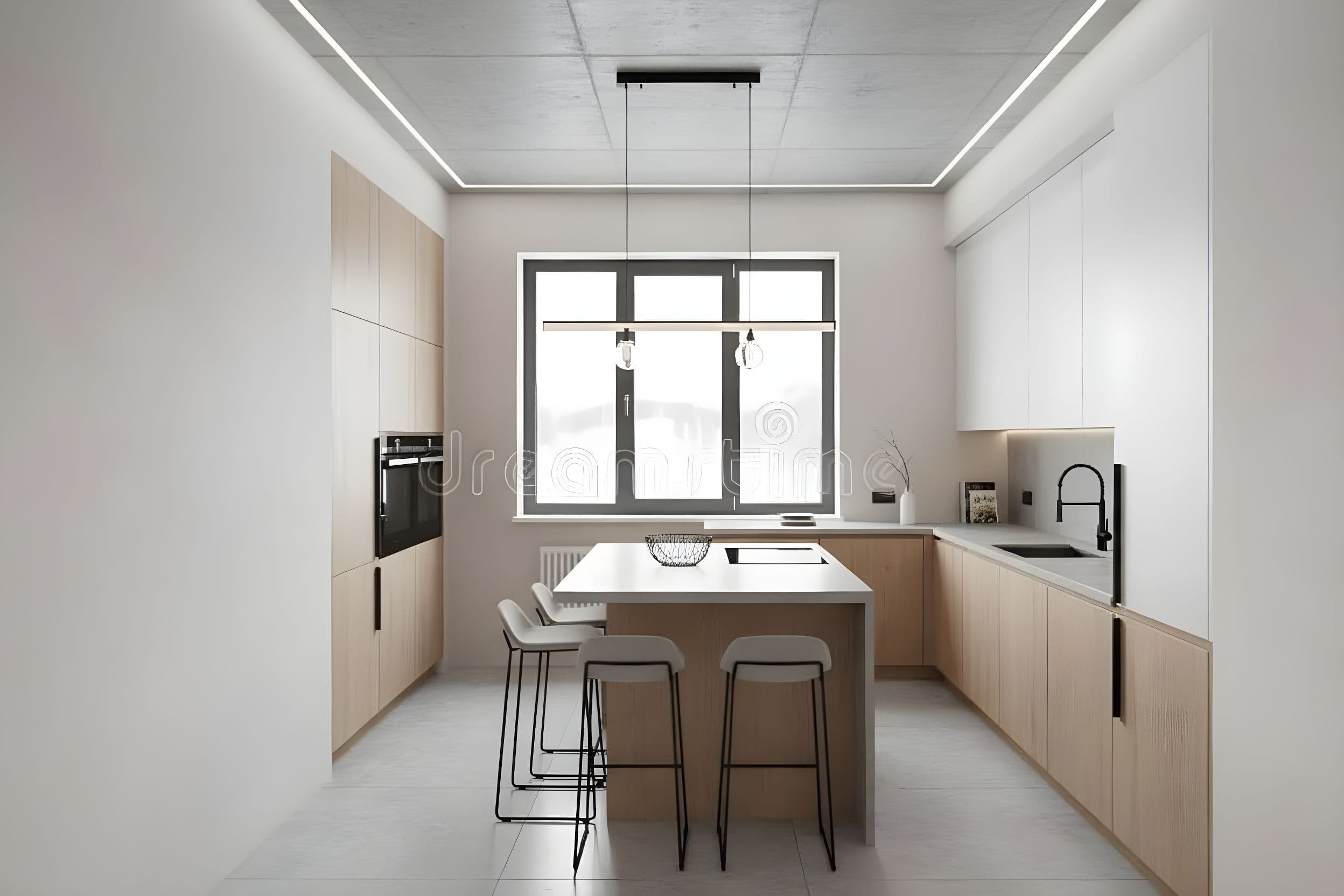 Kitchen virtually staged in Modern style with StageHQ AI virtual staging