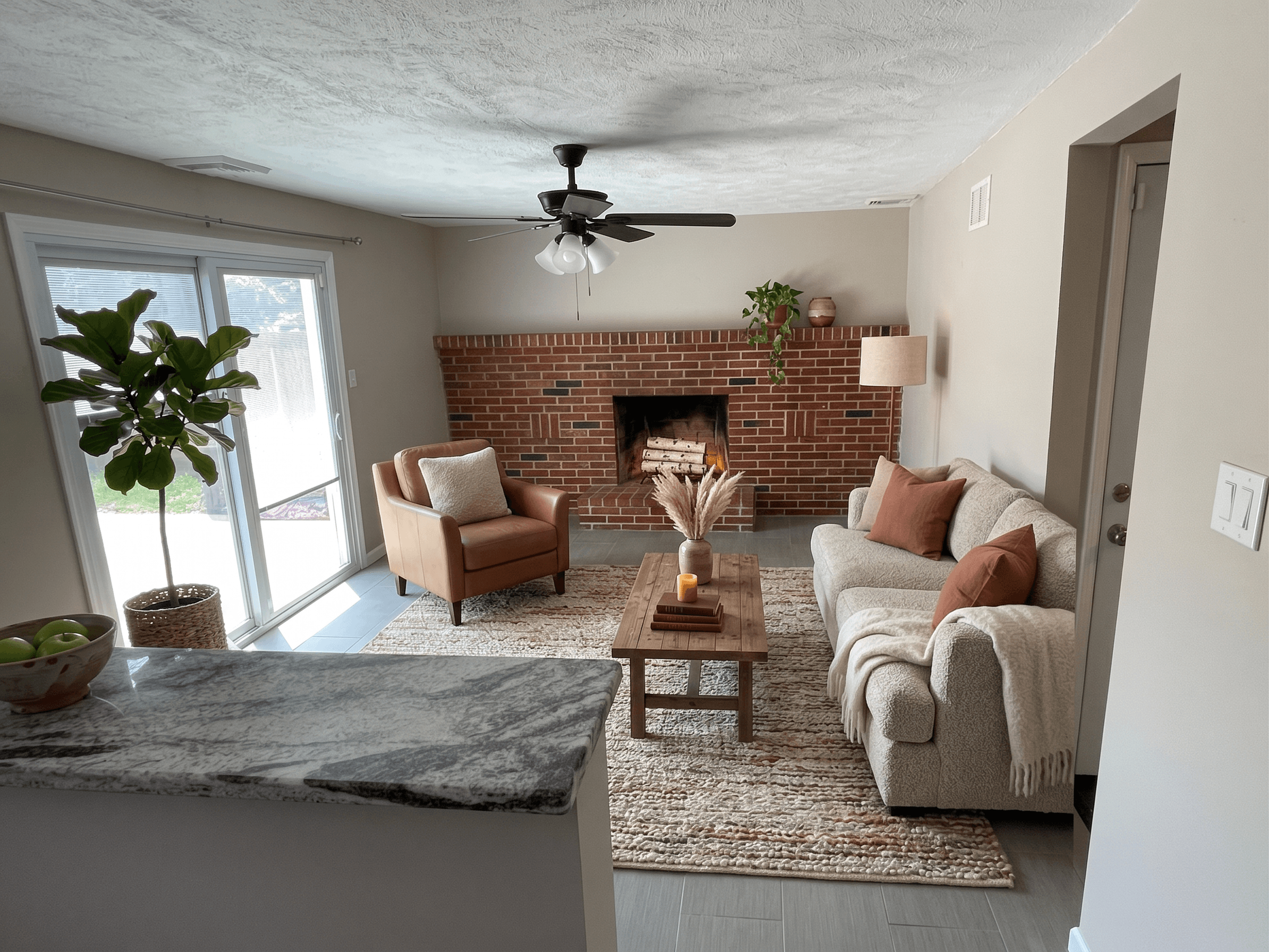 Living Room virtually staged in Modern style with StageHQ AI virtual staging