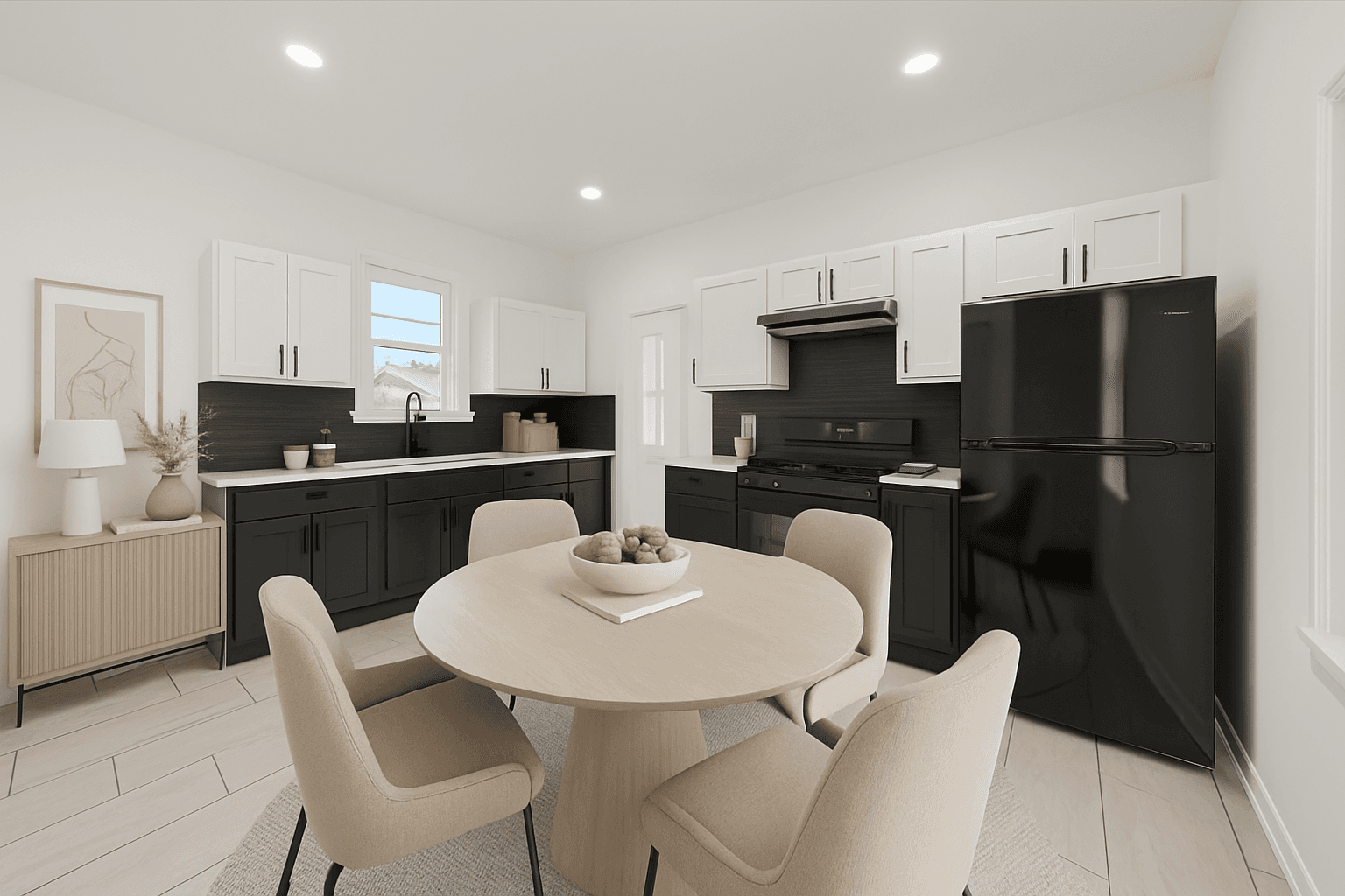 Kitchen virtually staged in Modern style with StageHQ AI virtual staging