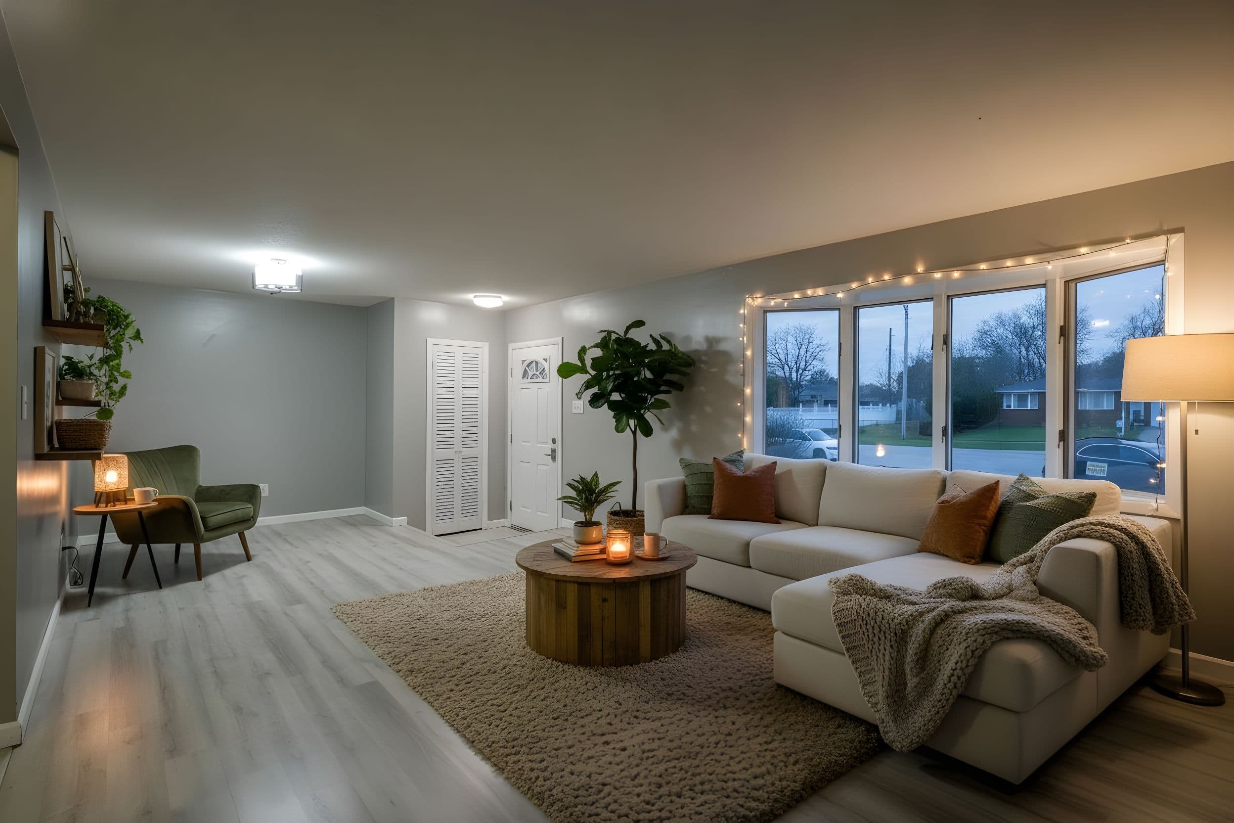 Living Room virtually staged in Modern style with StageHQ AI virtual staging