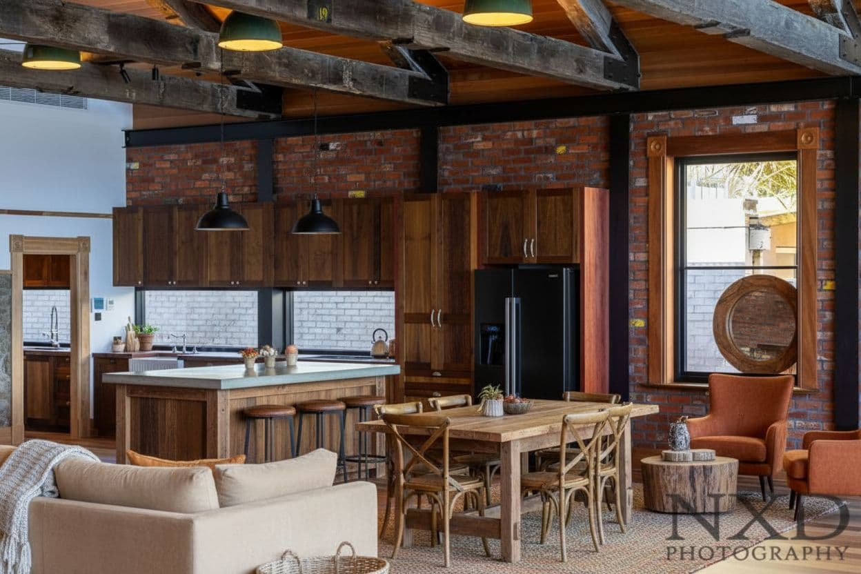 Living Room virtually staged in Farmhouse style with StageHQ AI virtual staging