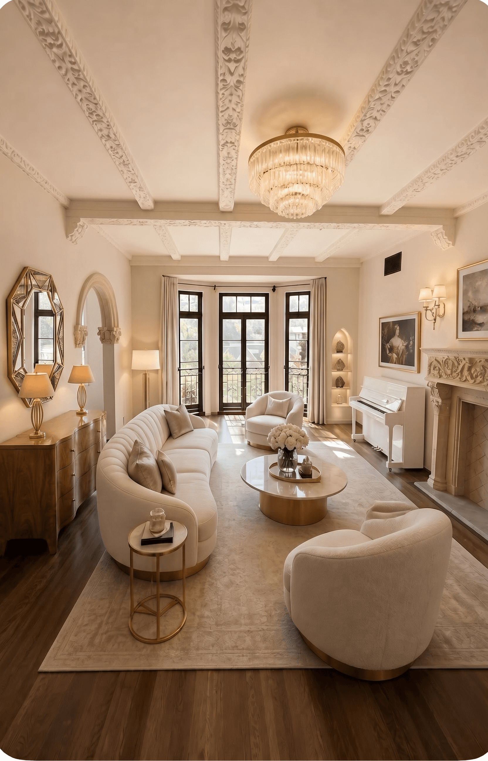 Living Room virtually staged in Modern style with StageHQ AI virtual staging