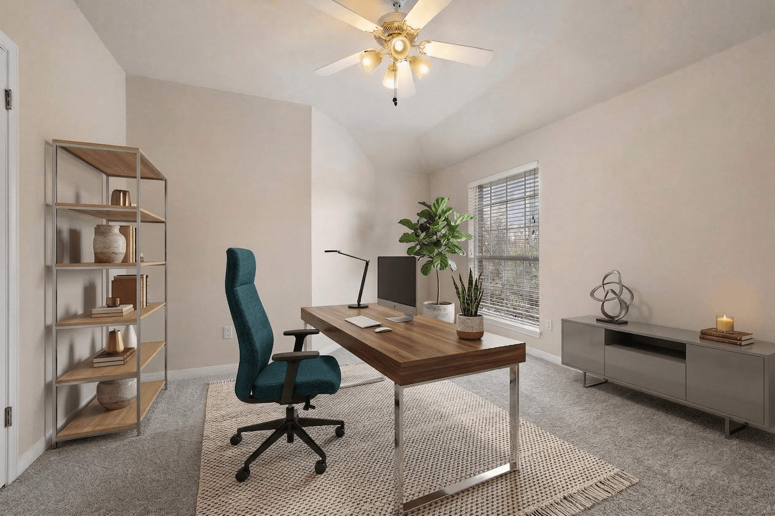 Home Office virtually staged in Contemporary style with StageHQ AI virtual staging