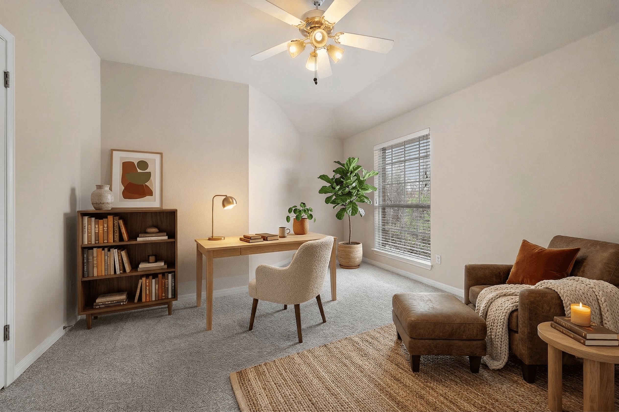 Office virtually staged in Modern style with StageHQ AI virtual staging