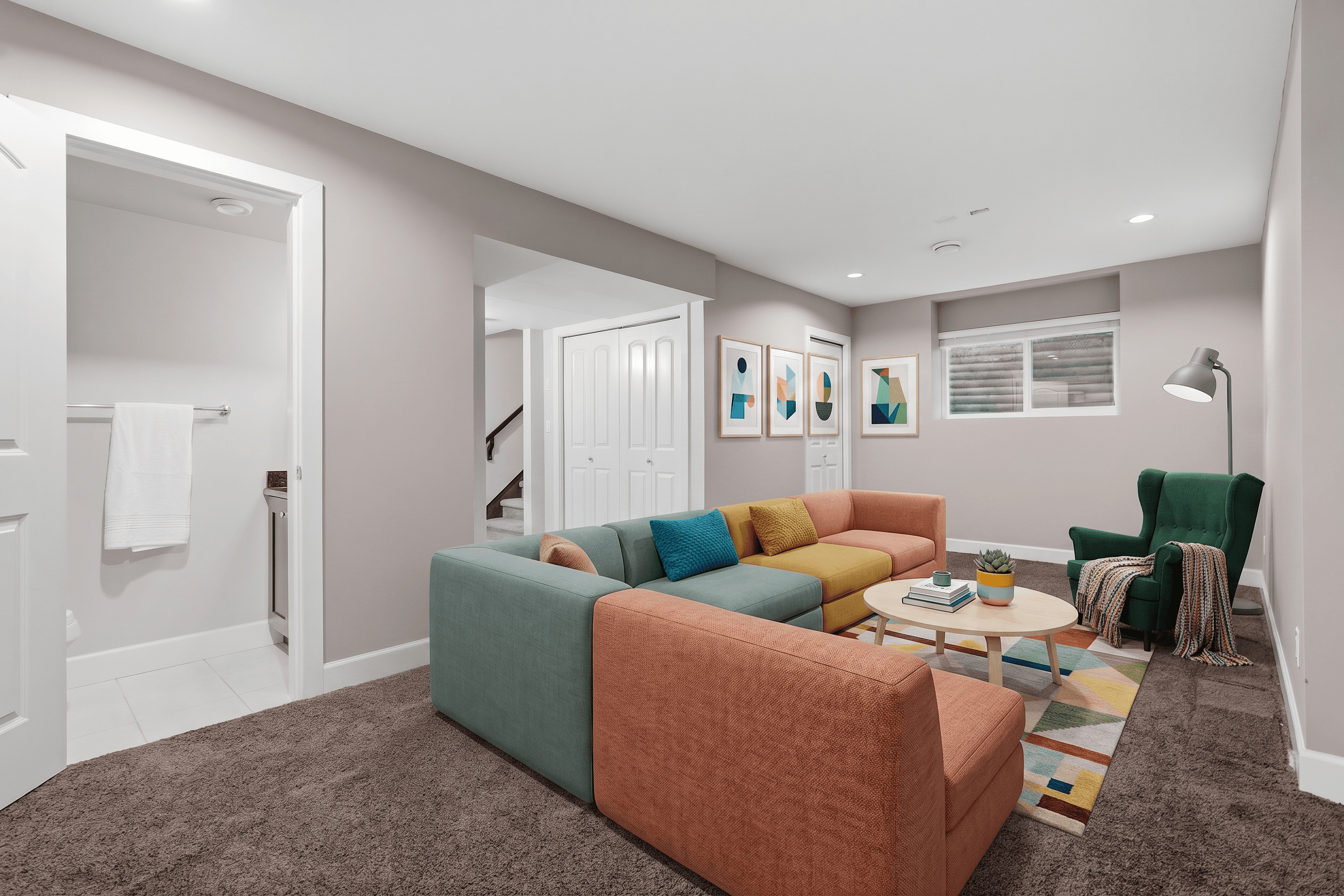 Living Room virtually staged in Scandinavian style with StageHQ AI virtual staging