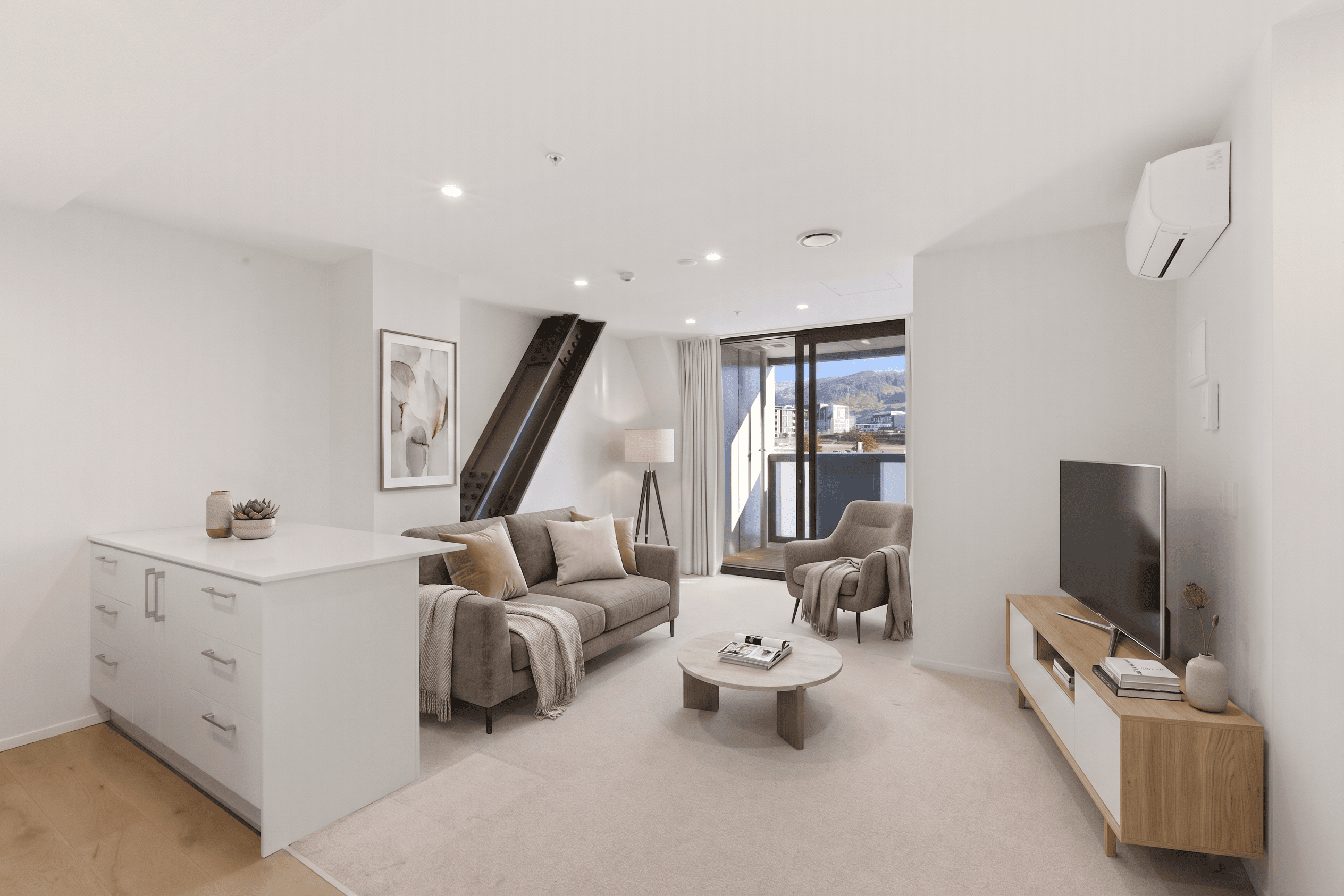 Living Room virtually staged in Modern style with StageHQ AI virtual staging