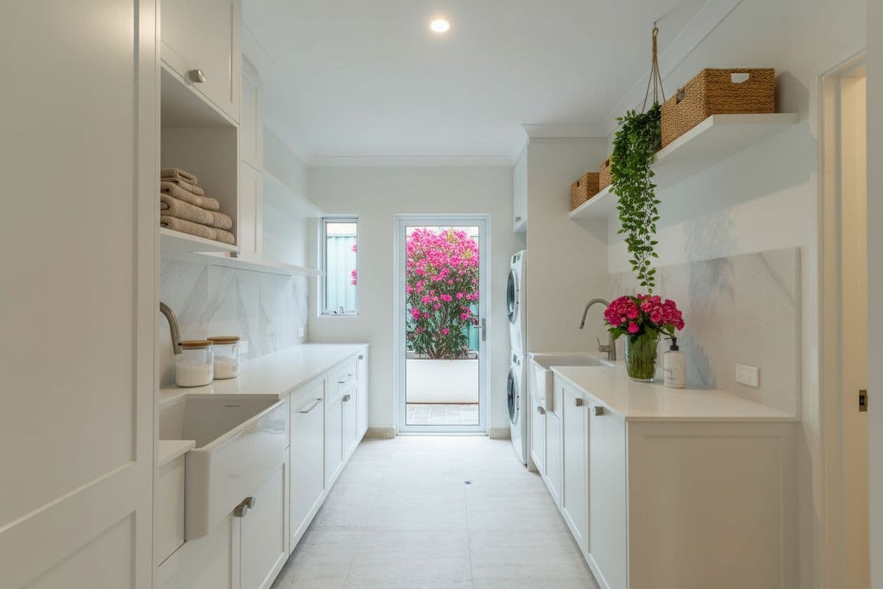 Bathroom virtually staged in Modern style with StageHQ AI virtual staging