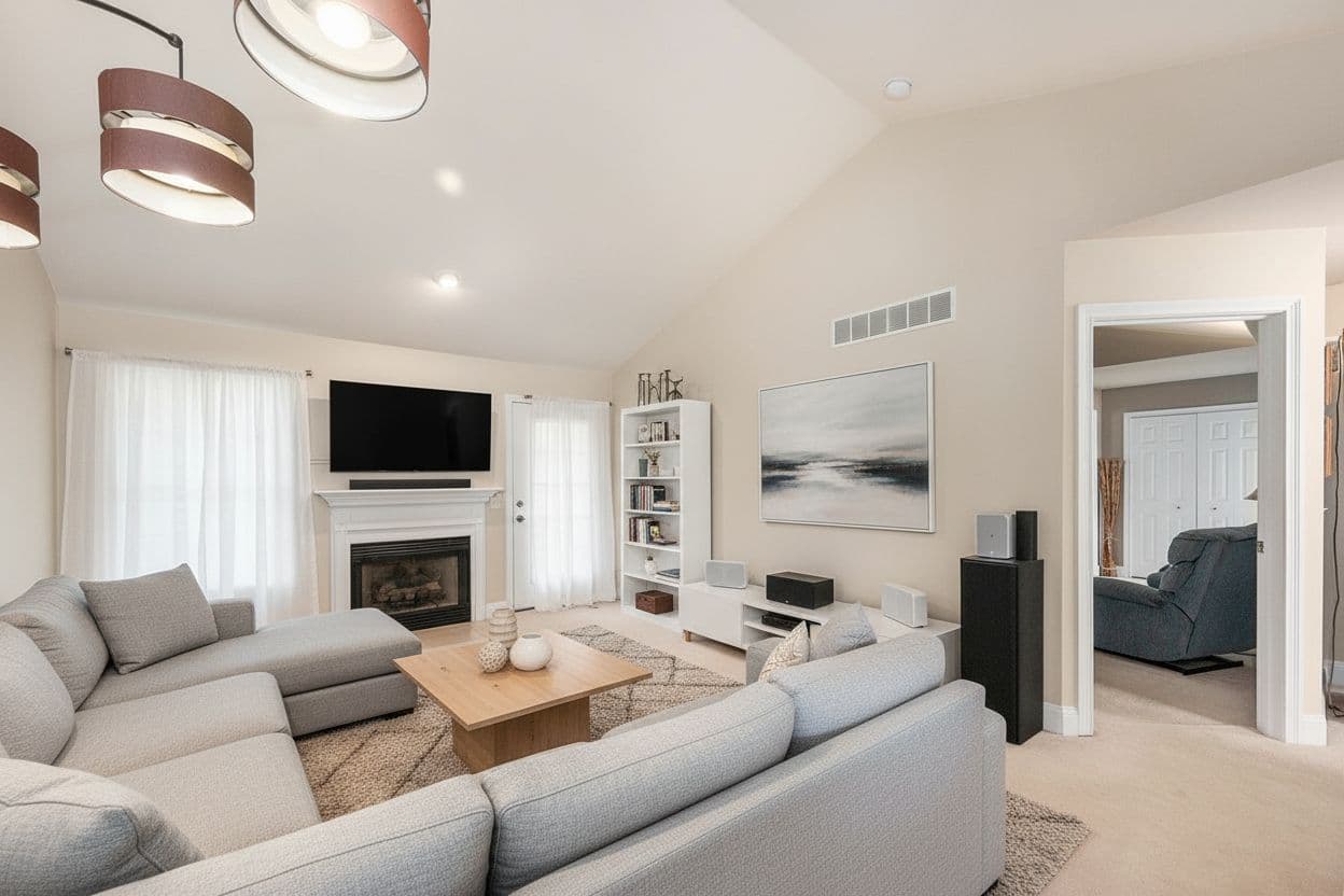 Living Room virtually staged in Modern style with StageHQ AI virtual staging