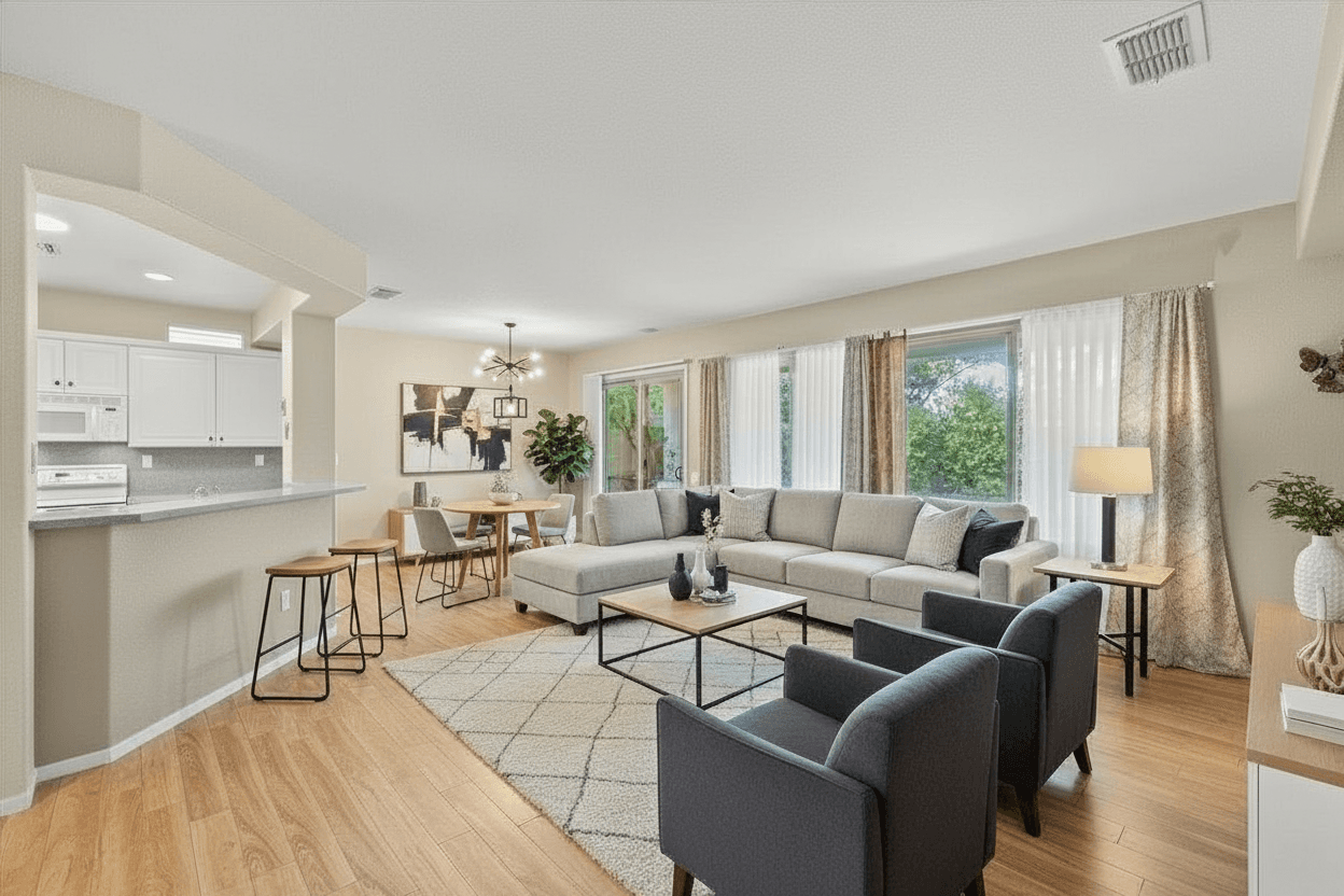 Room virtually staged in Modern style with StageHQ AI virtual staging