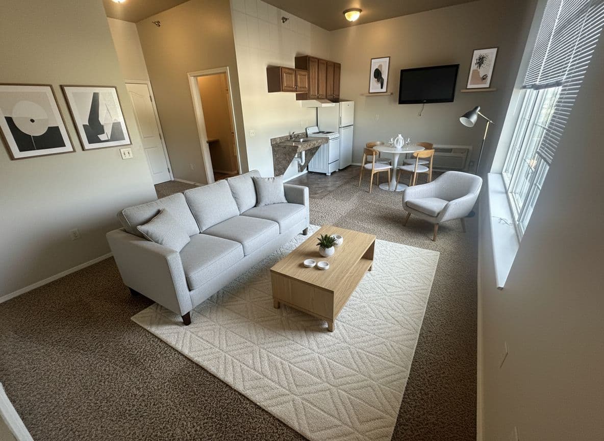 Room virtually staged in Modern style with StageHQ AI virtual staging