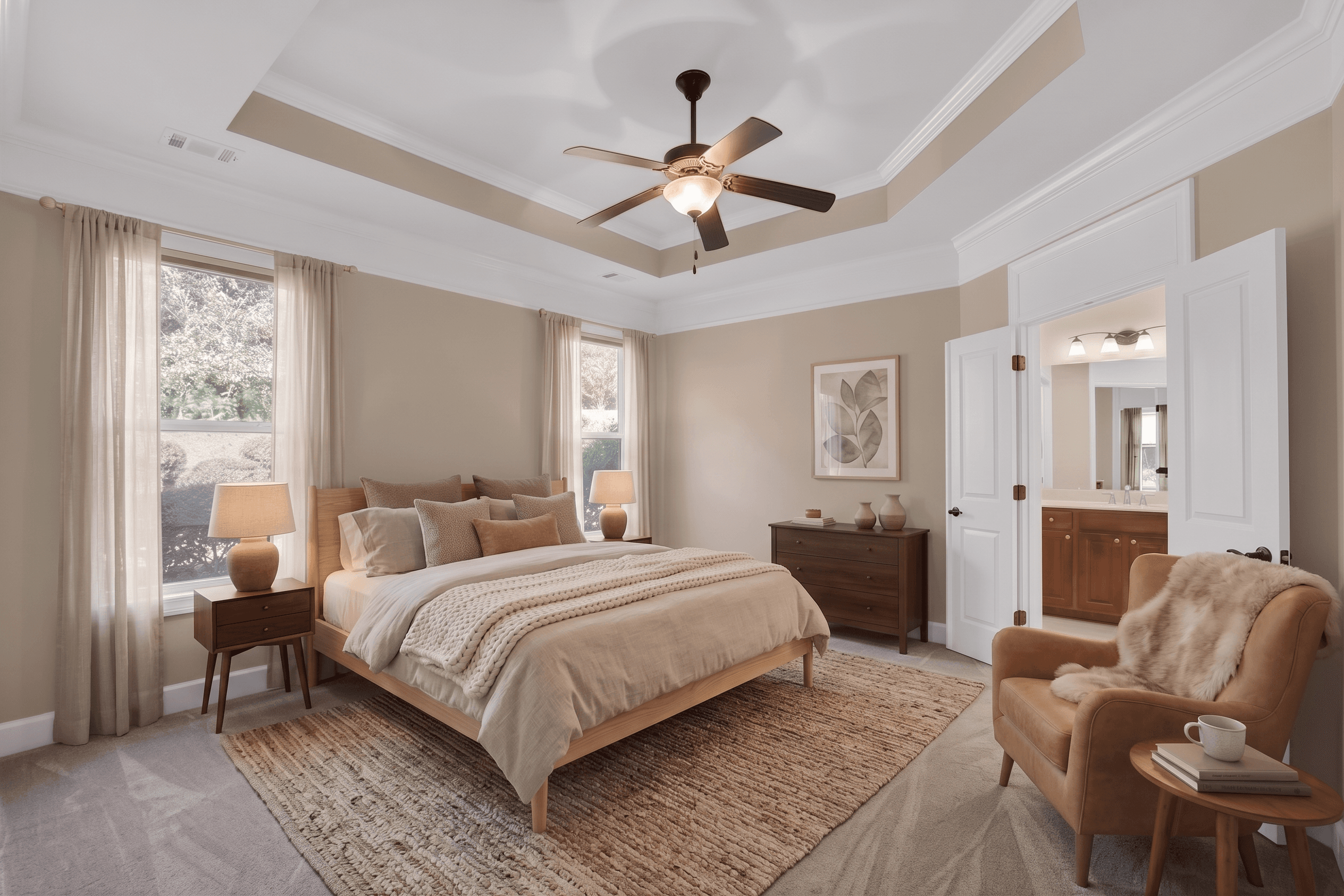 Bathroom virtually staged in Modern style with StageHQ AI virtual staging