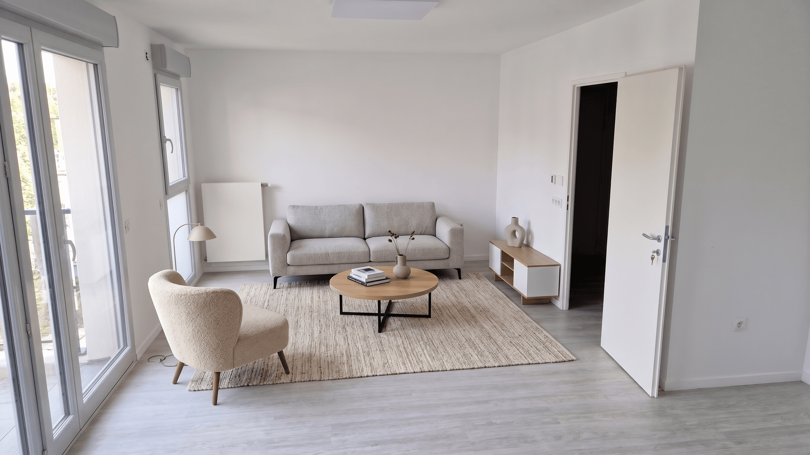 Living Room virtually staged in Modern style with StageHQ AI virtual staging