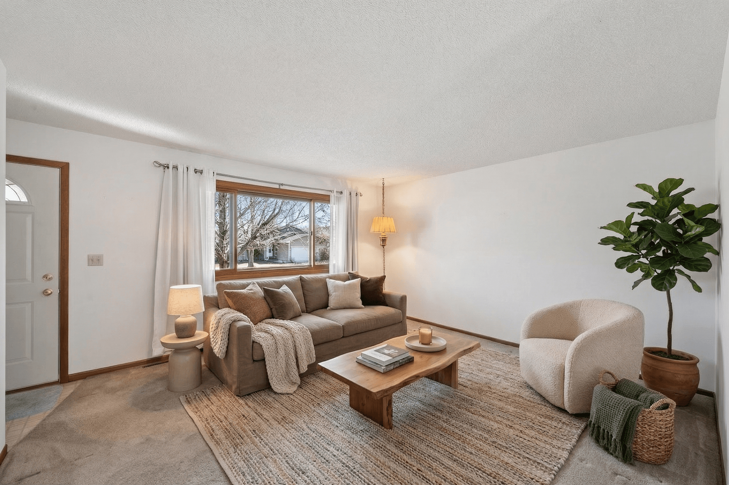 Living Room virtually staged in Modern style with StageHQ AI virtual staging