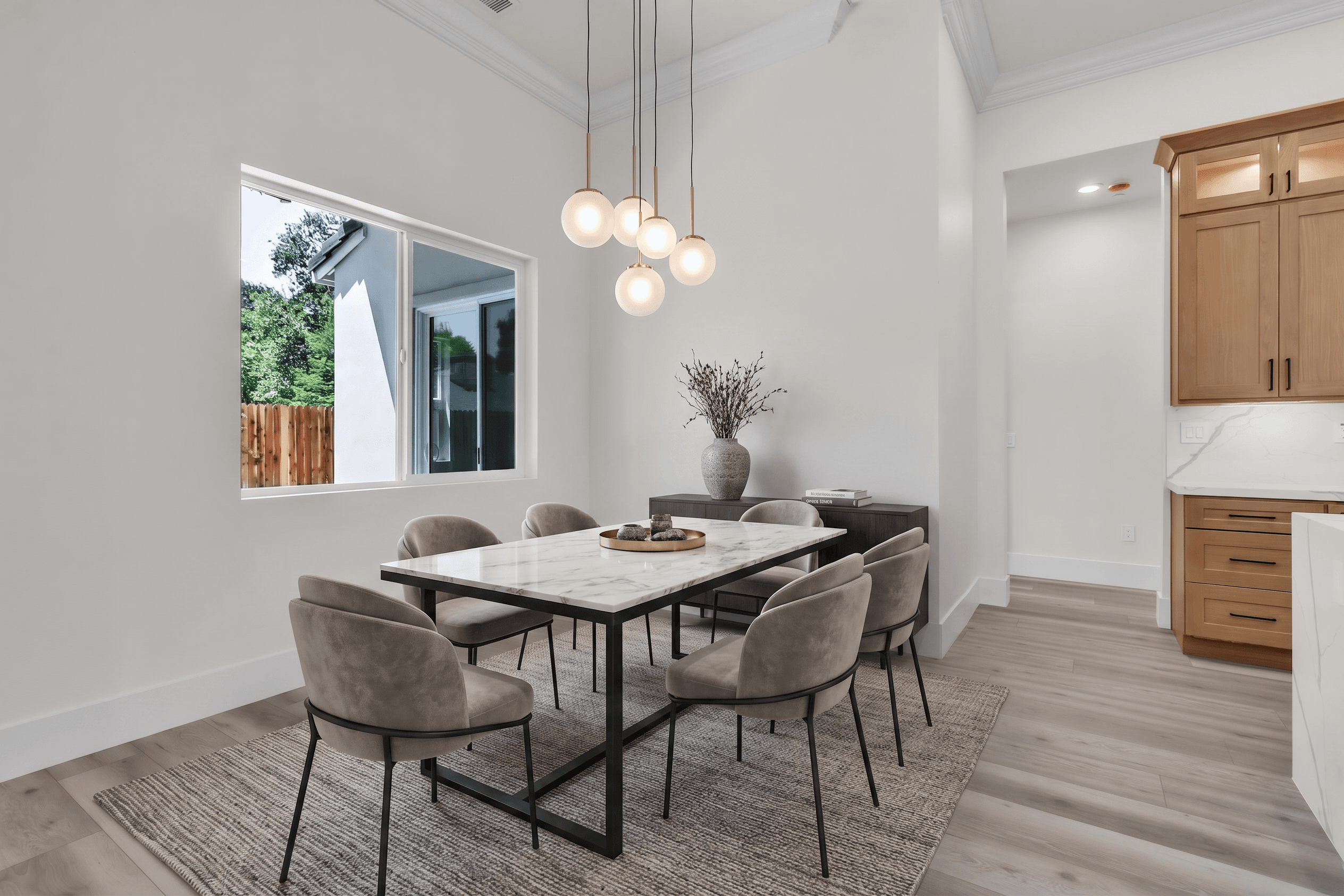 Dining Room virtually staged in Modern style with StageHQ AI virtual staging