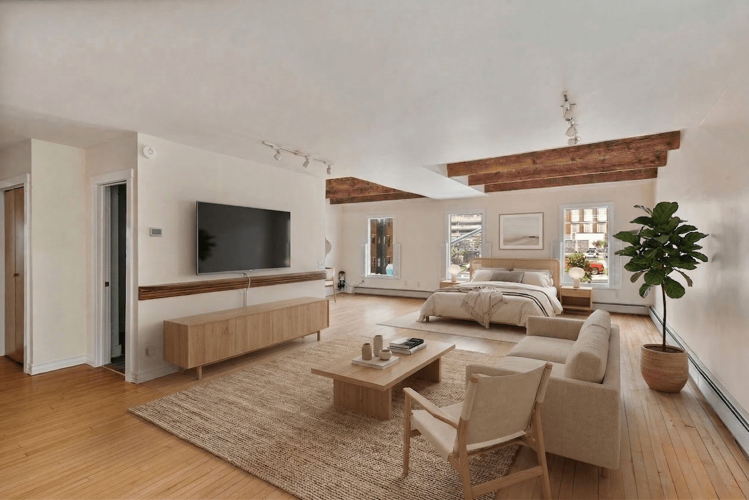 Room virtually staged in Modern style with StageHQ AI virtual staging