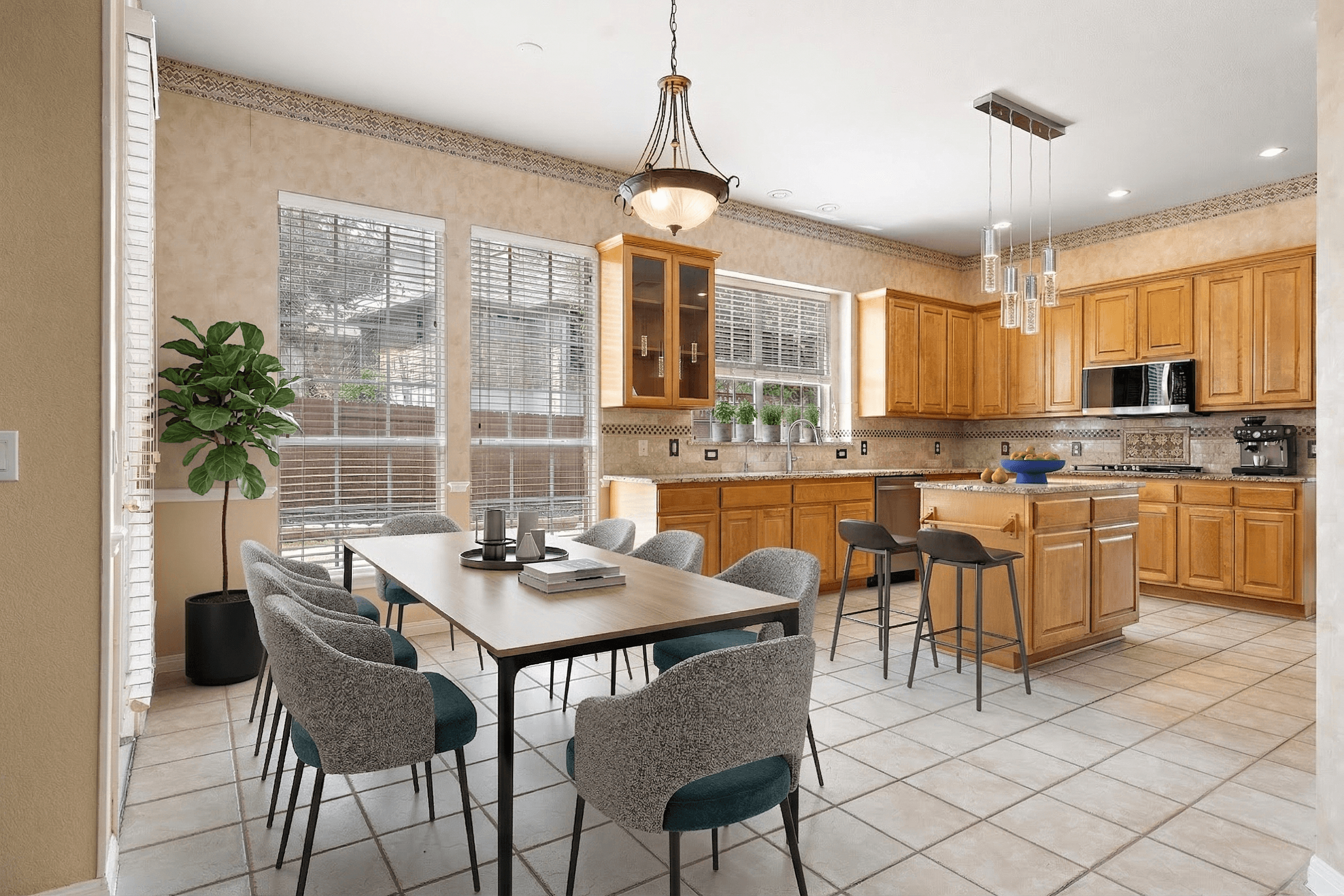 Kitchen virtually staged in Contemporary style with StageHQ AI virtual staging