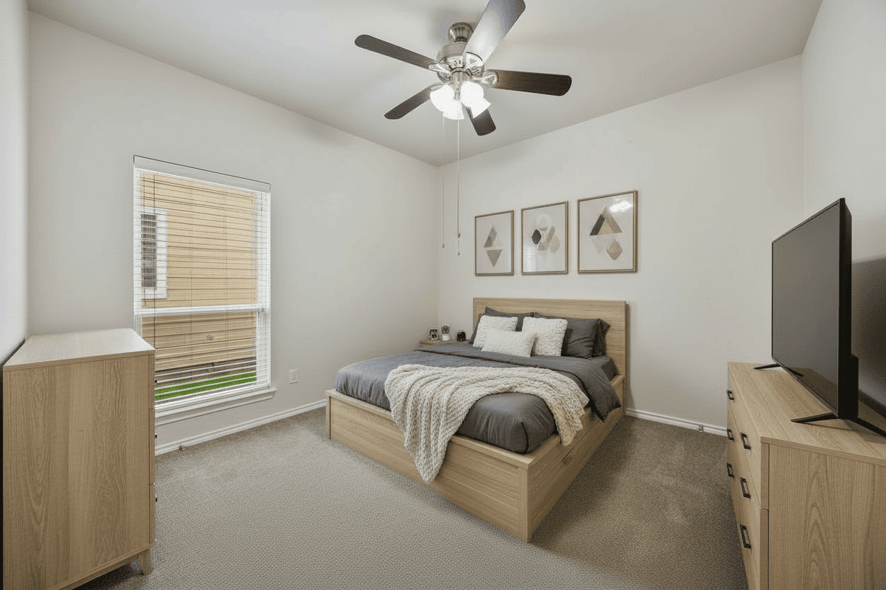 Room virtually staged in Modern style with StageHQ AI virtual staging