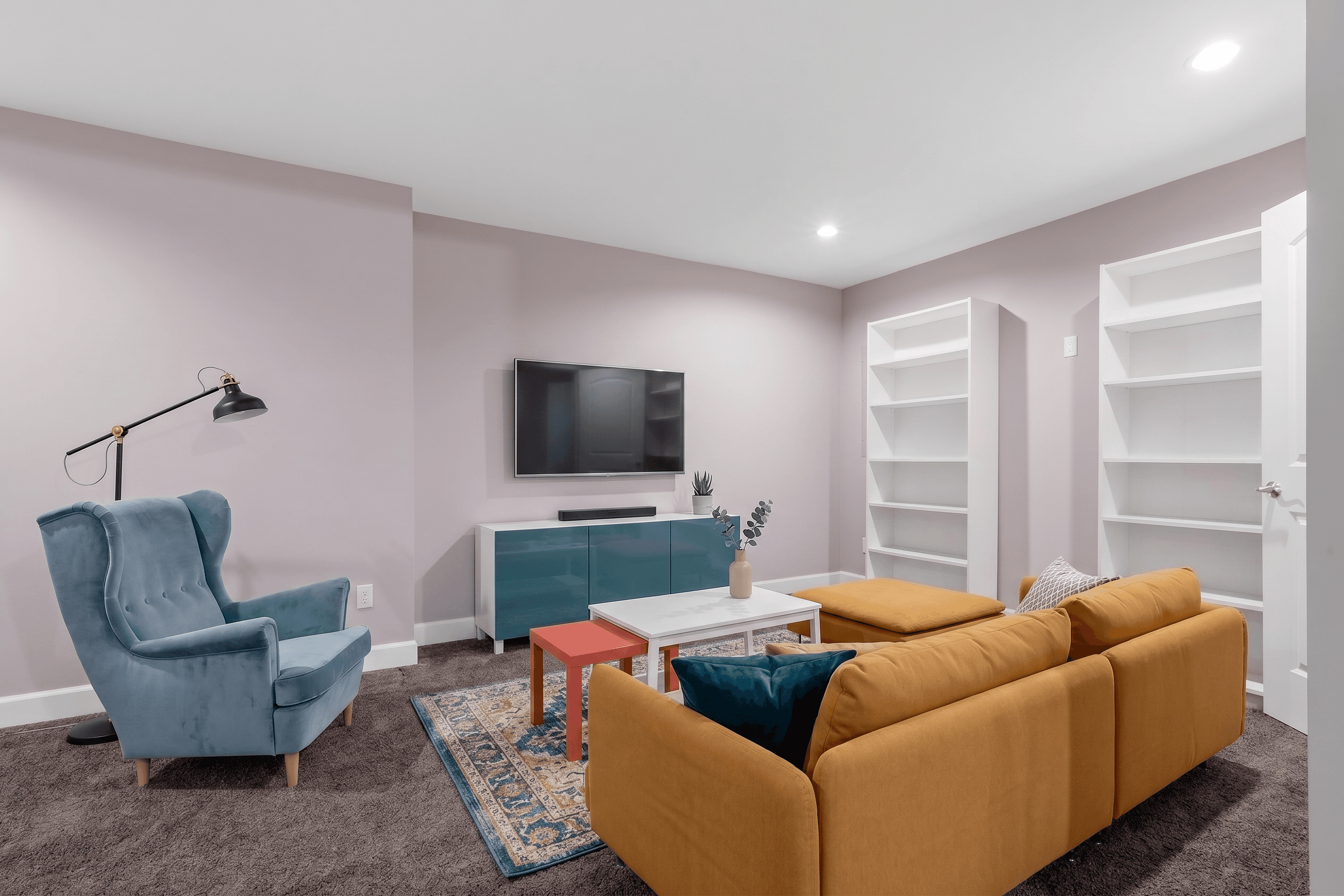 Living Room virtually staged in Scandinavian style with StageHQ AI virtual staging