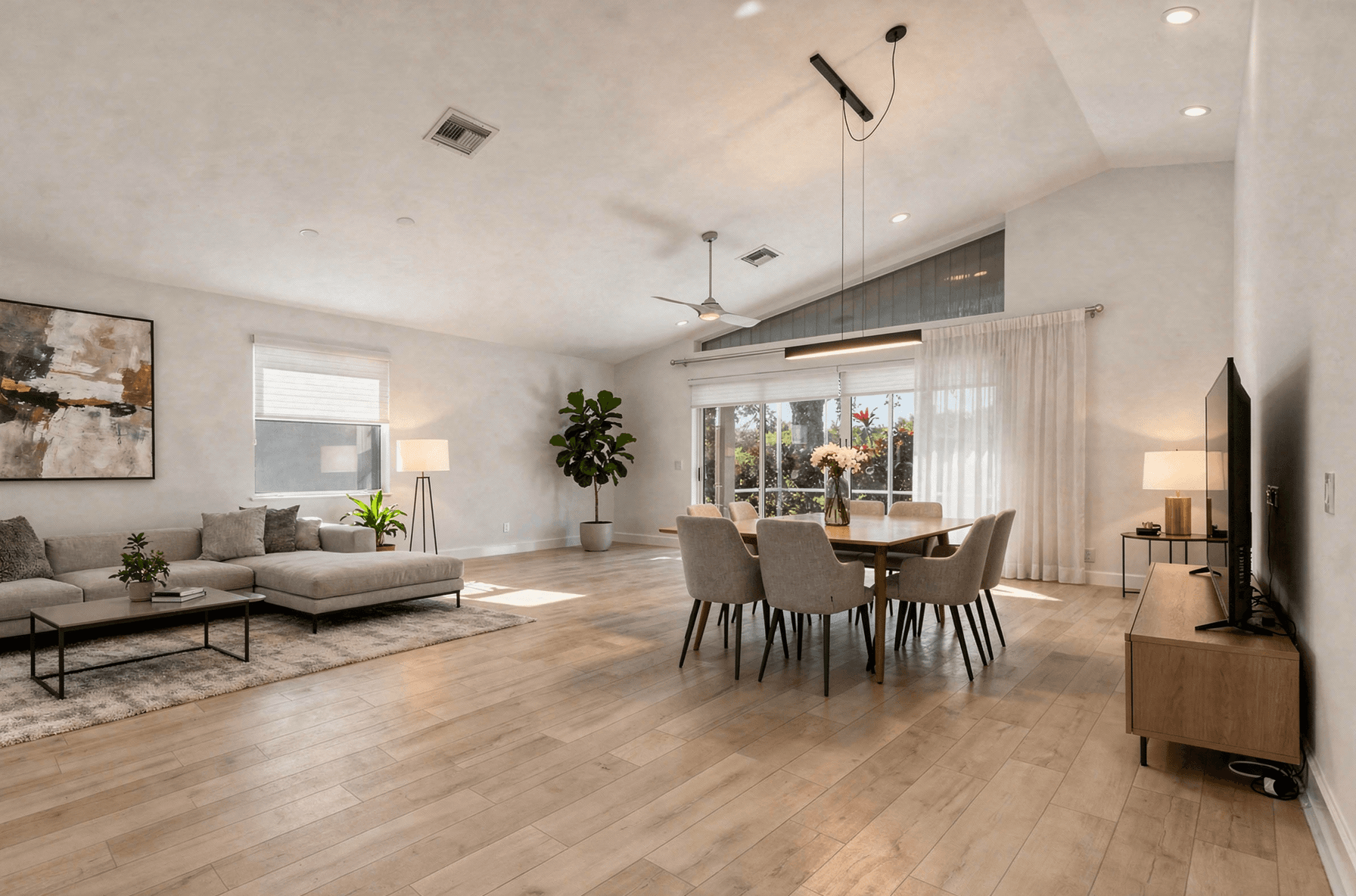 Living Room virtually staged in Modern style with StageHQ AI virtual staging