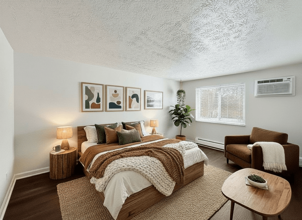 Room virtually staged in Modern style with StageHQ AI virtual staging