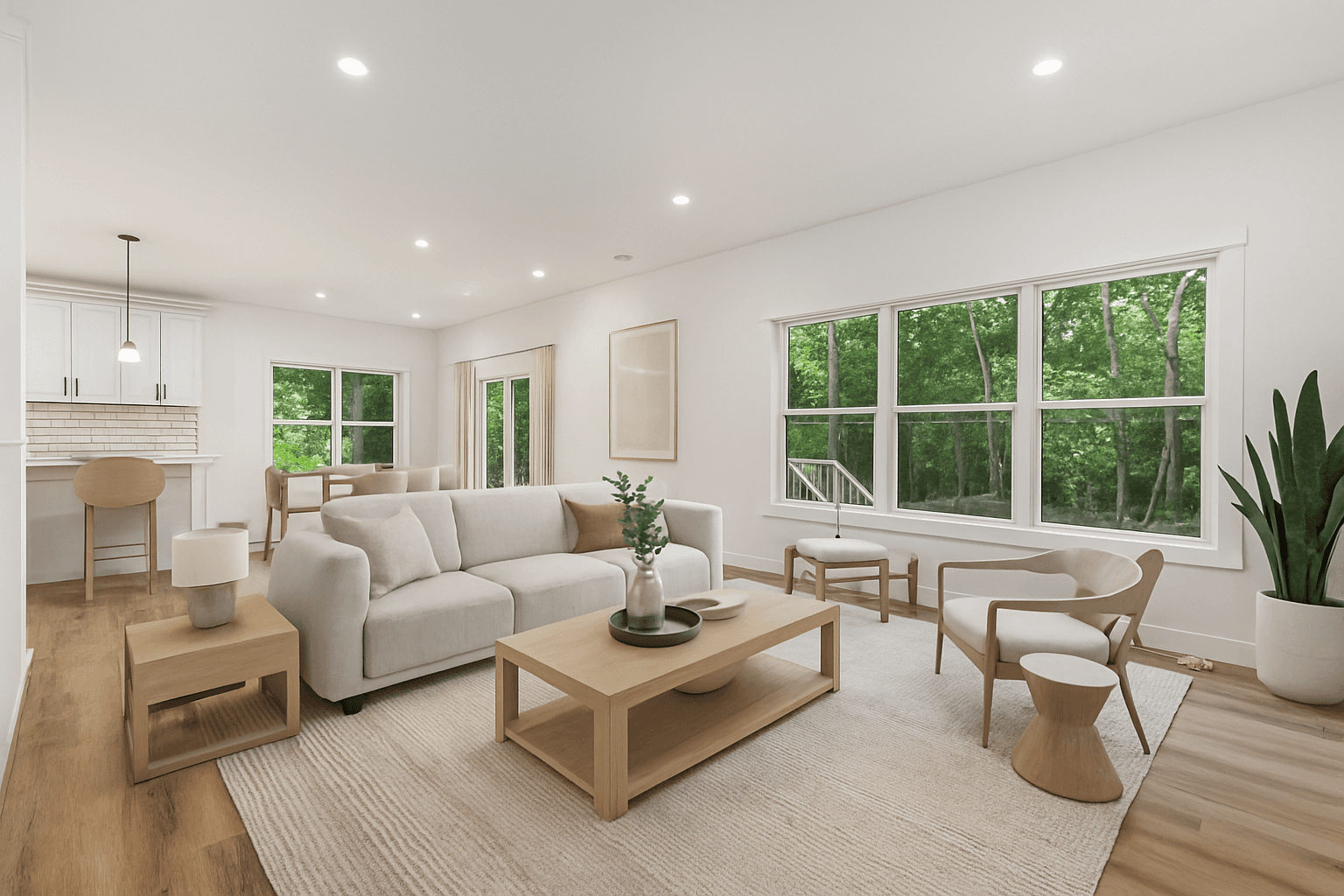 Living Room virtually staged in Modern style with StageHQ AI virtual staging